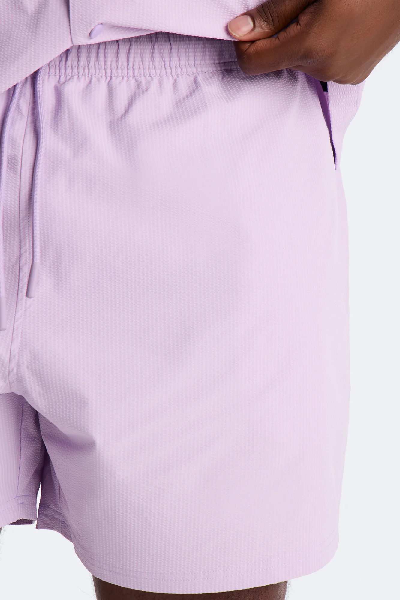 Seersucker Swim Trunk 6″ - Lavender - Image 8