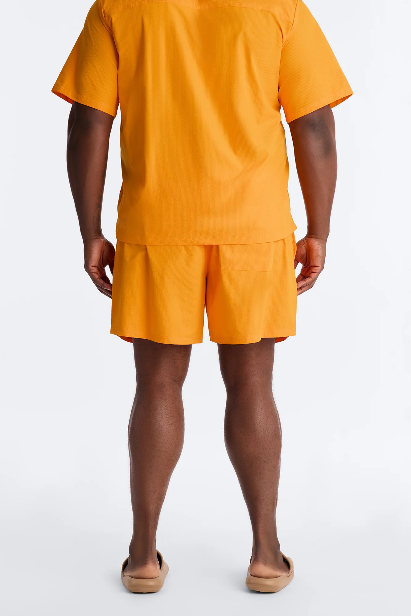 Seersucker Swim Trunk 6″ - Orange - Image 9