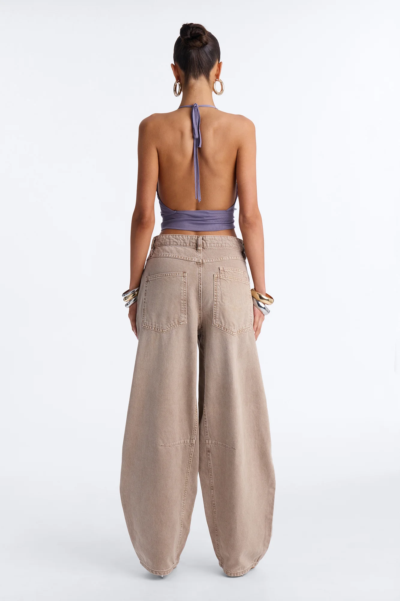 Segal Low Rise Baggy Taper Leg Pant - Mocha - Image 4