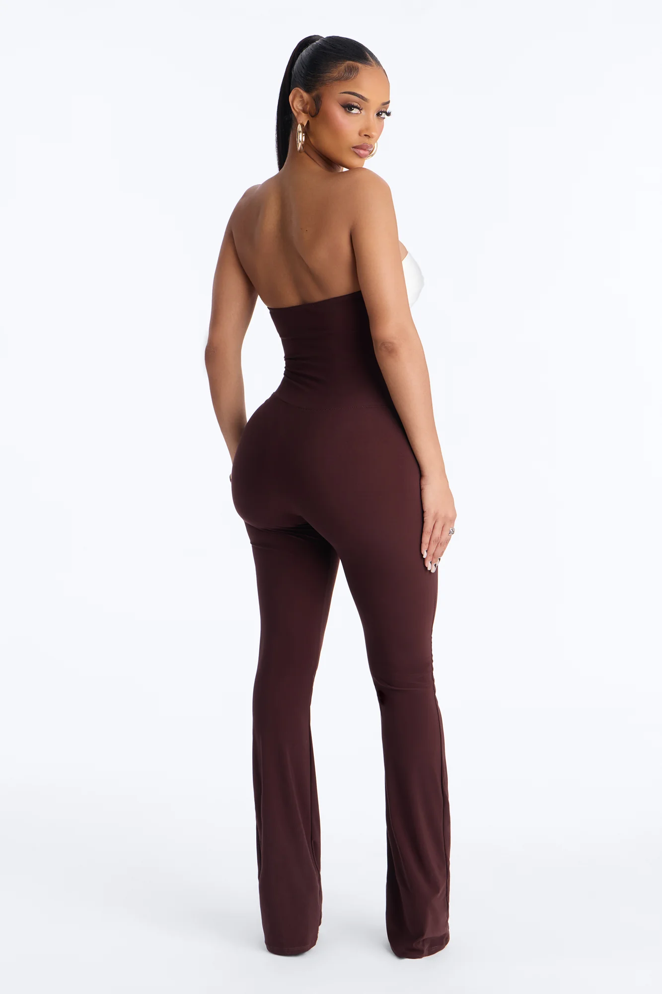 Selena Cut Out Flare Leg Jumpsuit - Brown/combo - Image 4