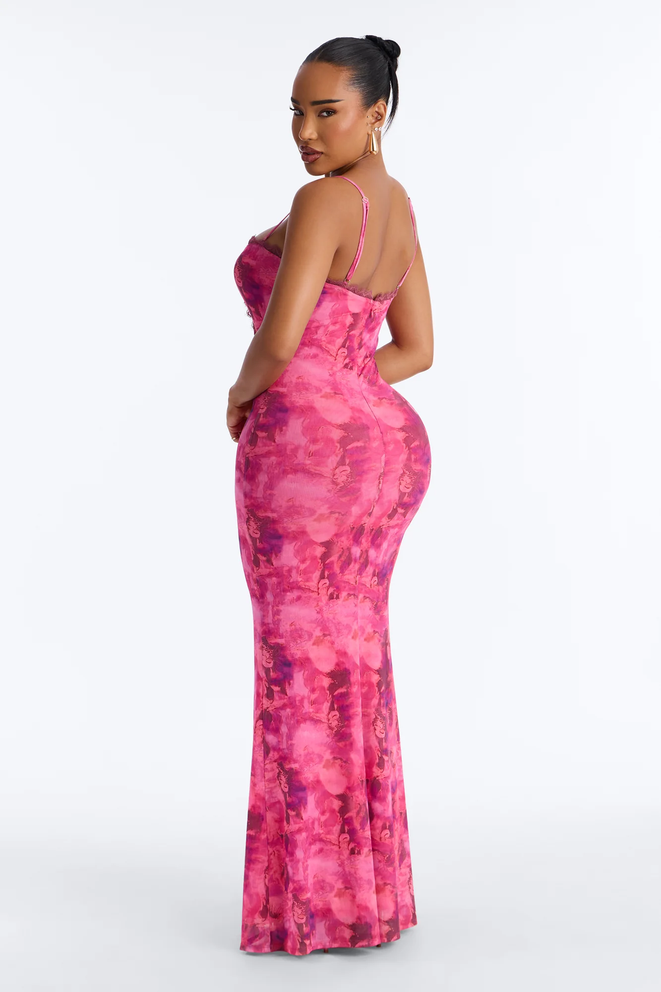 Selina Tie Dye Mesh Maxi Dress - Pink - Image 4