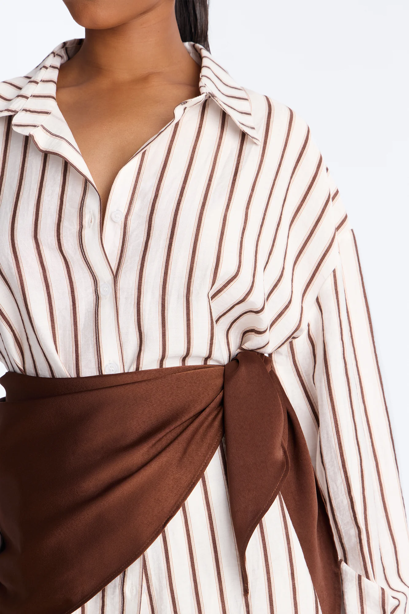 Senna Linen 3 Piece Scarf Pant Set - White/combo - Image 3