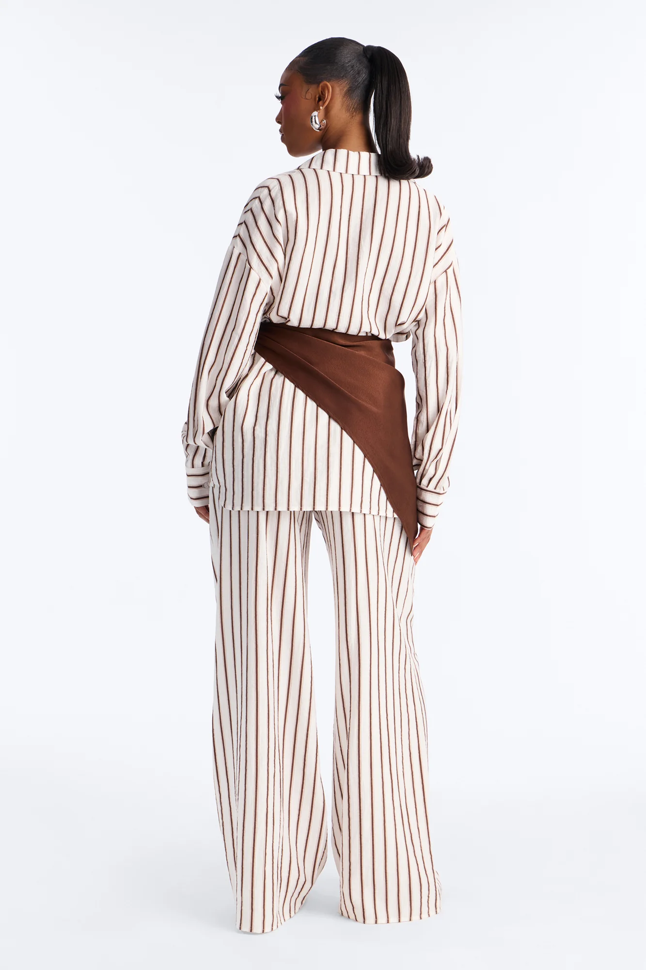 Senna Linen 3 Piece Scarf Pant Set - White/combo - Image 4
