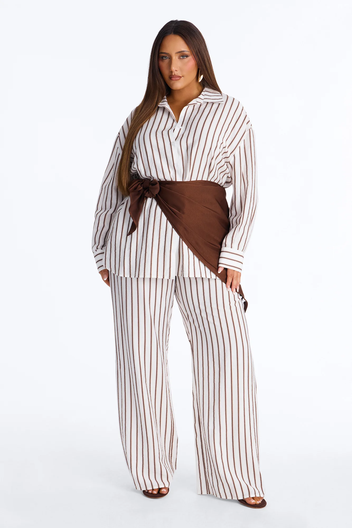 Senna Linen 3 Piece Scarf Pant Set - White/combo - Image 5