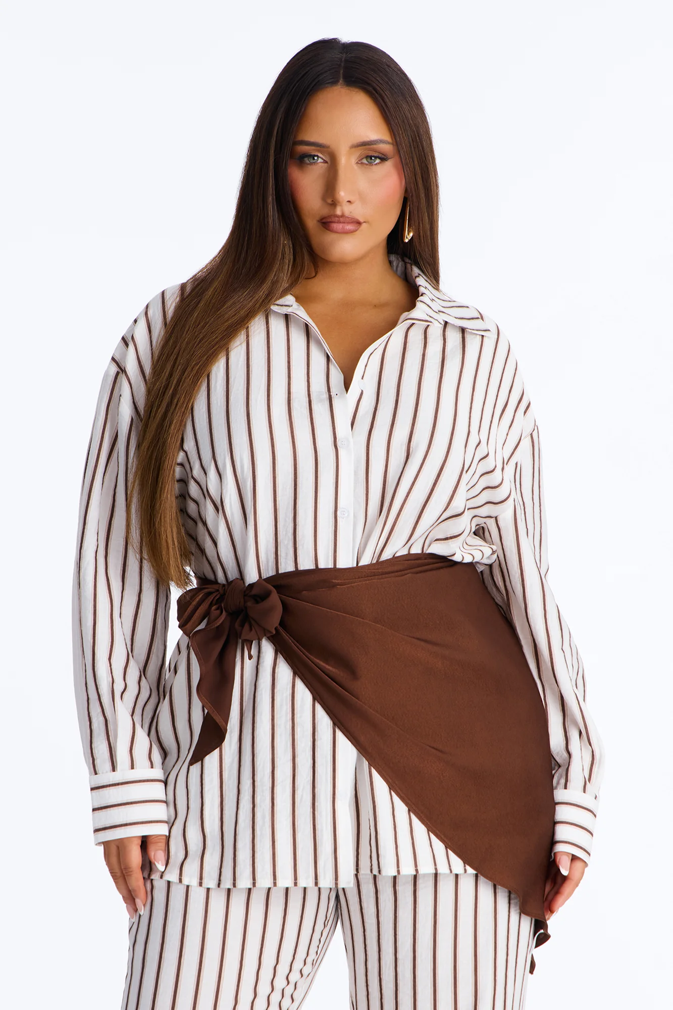 Senna Linen 3 Piece Scarf Pant Set - White/combo - Image 6