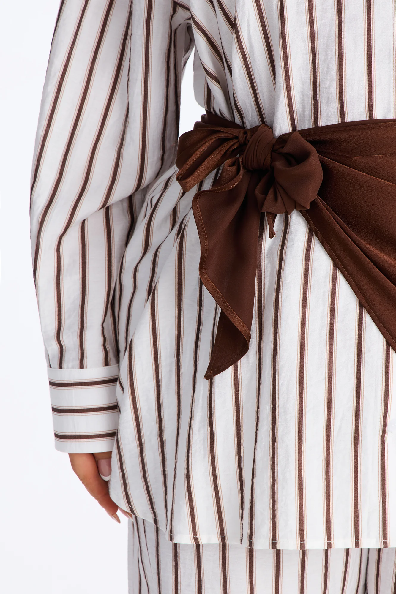 Senna Linen 3 Piece Scarf Pant Set - White/combo - Image 7
