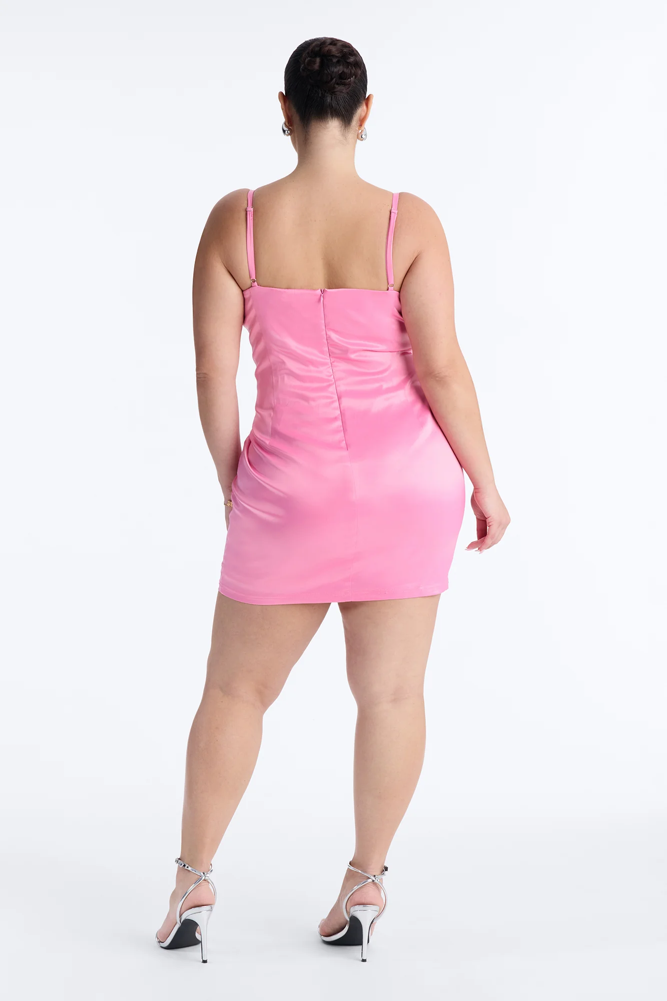 Sent With Love Rhinestone Trim Satin Mini Dress - Pink - Image 6