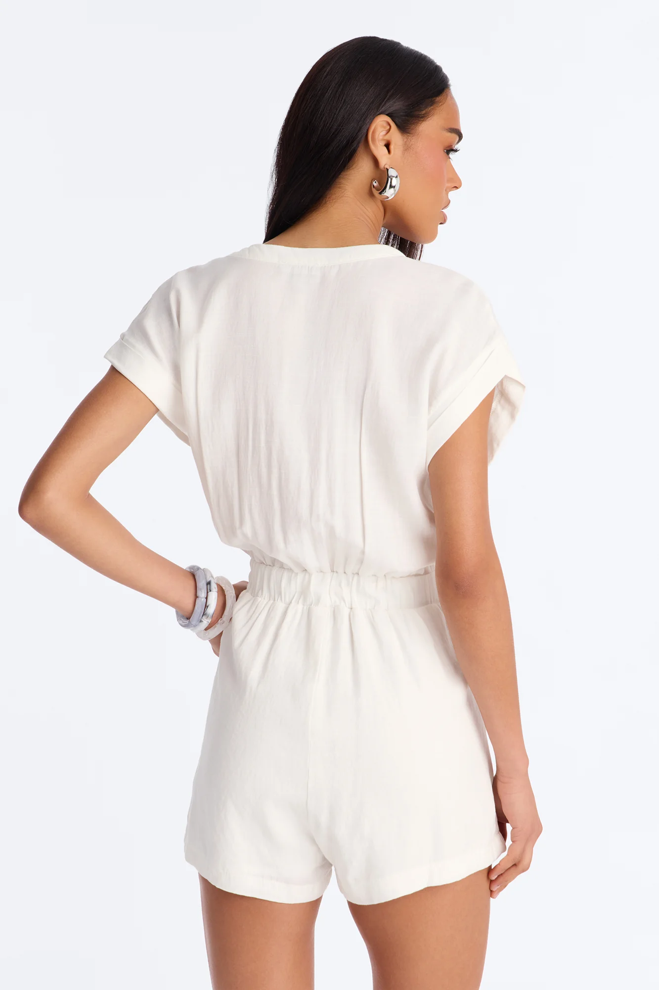 Serafina Linen Romper - White - Image 4