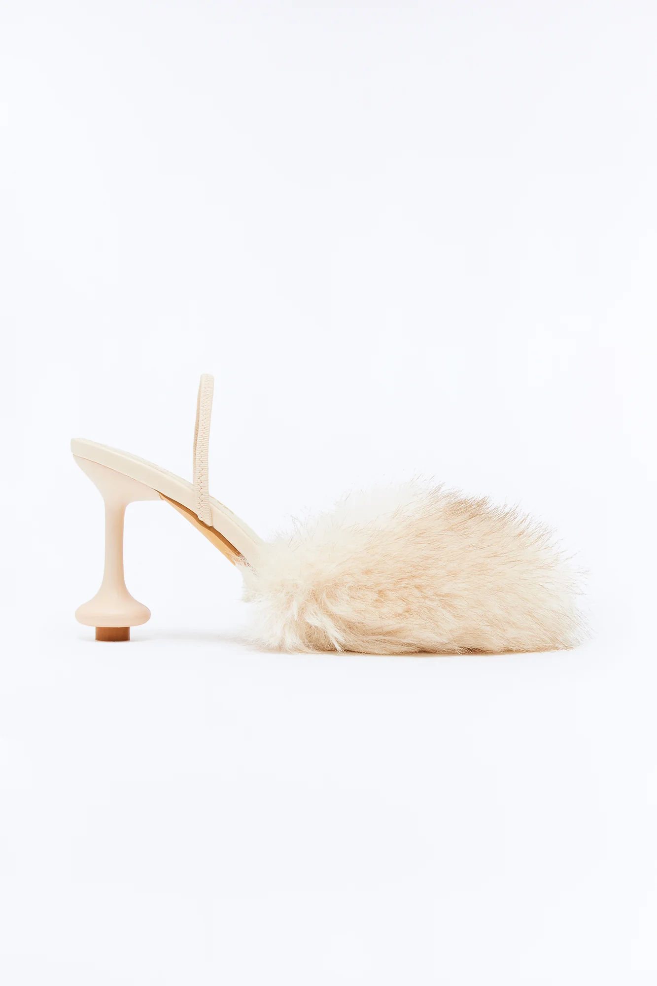 Serena Faux Fur Pumps - Beige