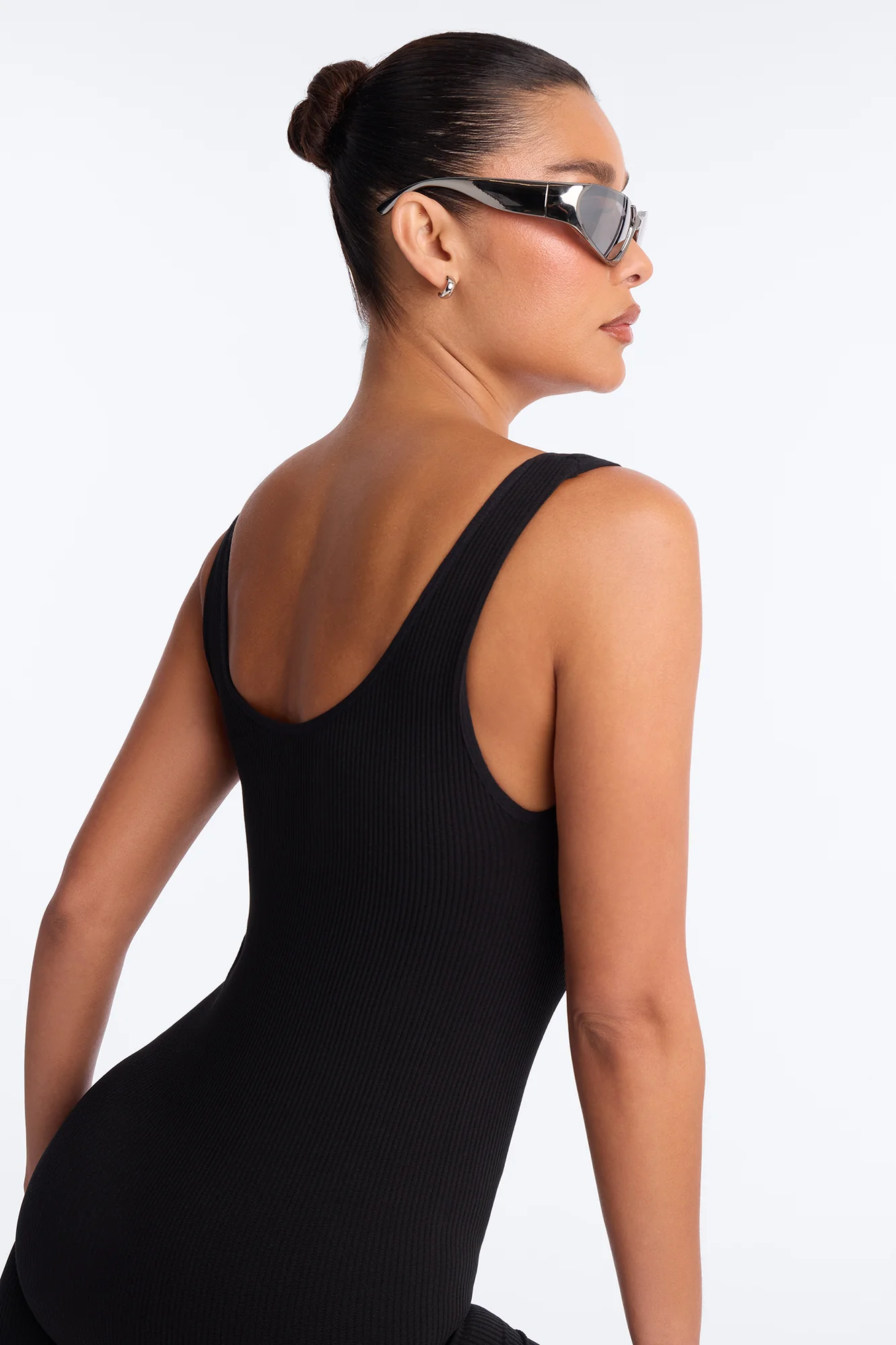 Serena Seamless Biker Short Romper - Black - Image 3
