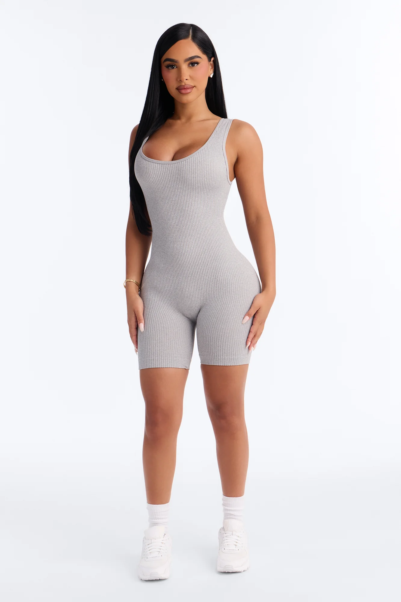 Serena Seamless Biker Short Romper - Grey