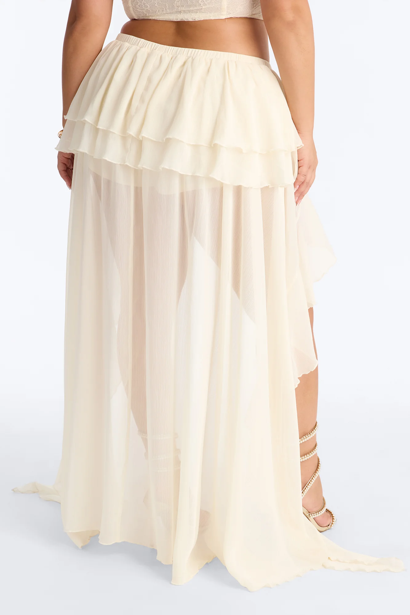 Serene Escape Tiered High Low Mini Skort - Cream - Image 6