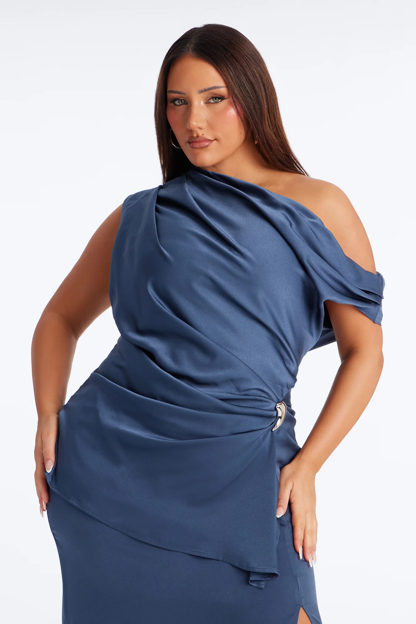Set The Mood Satin Maxi Dress - Navy - Image 6