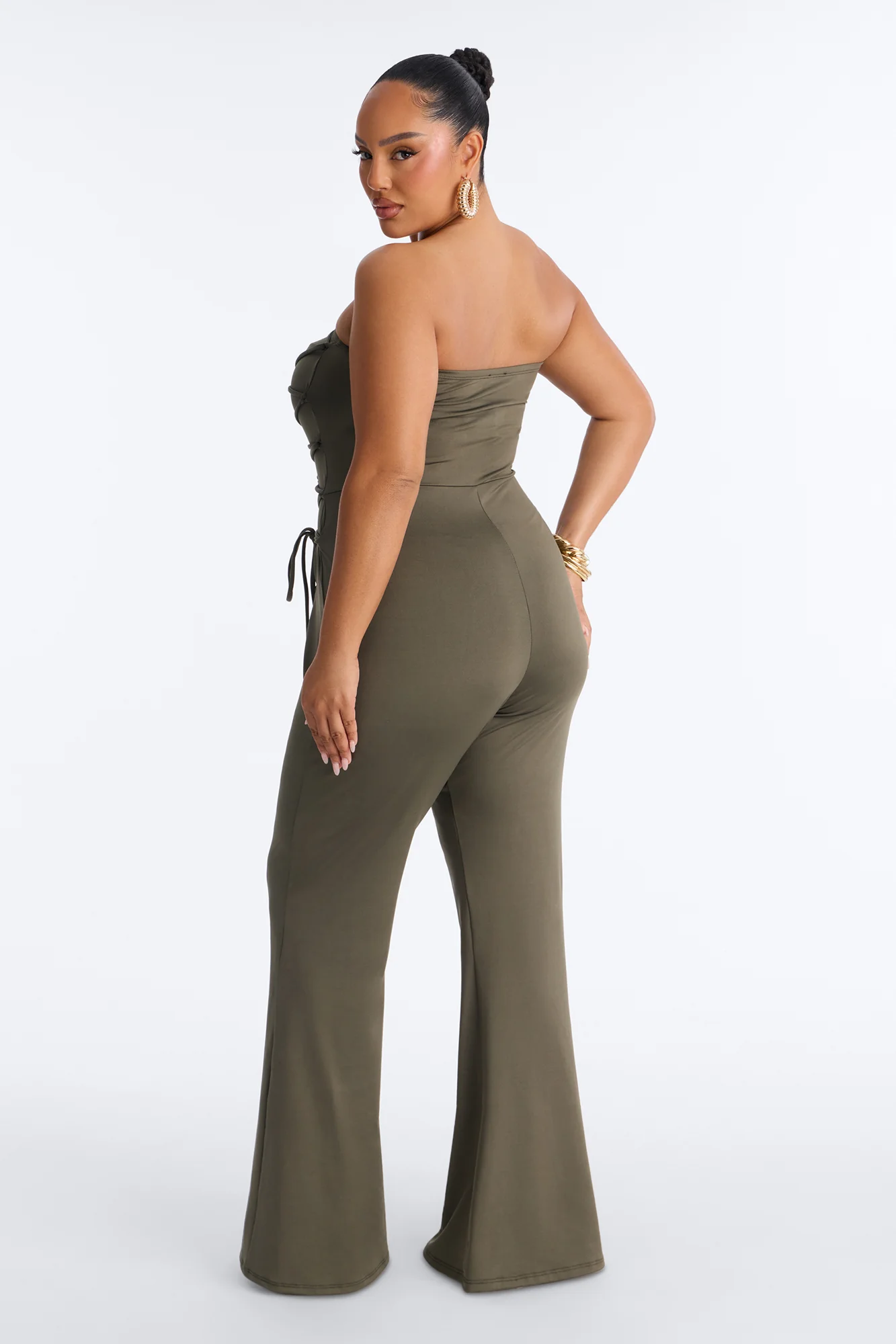 Set the Tone Strappy Wide Leg Jumpsuit - Olive - Image 7