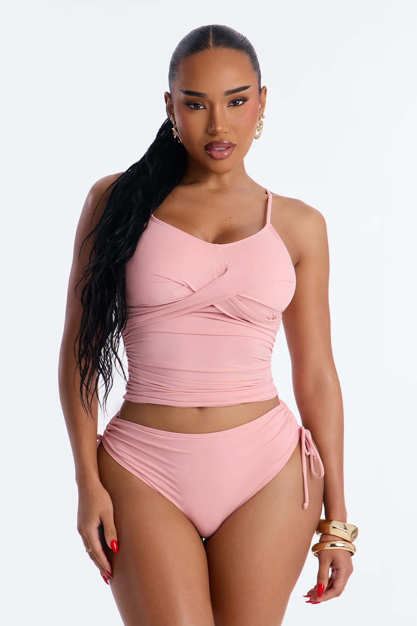Shady Lady 2 Piece Tankini Bikini Set - Pink