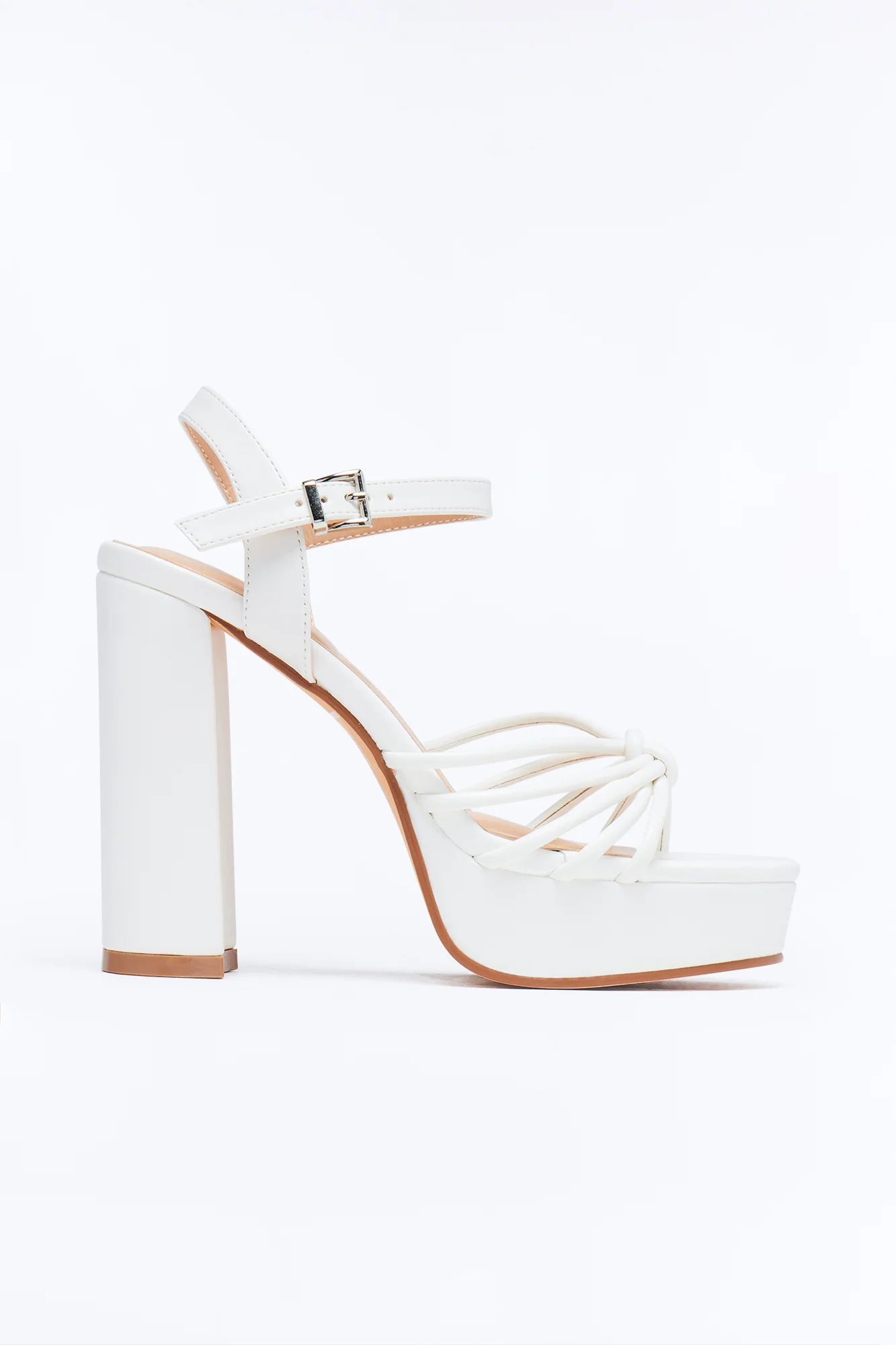 Shai Ankle Strap Platform Heels - White