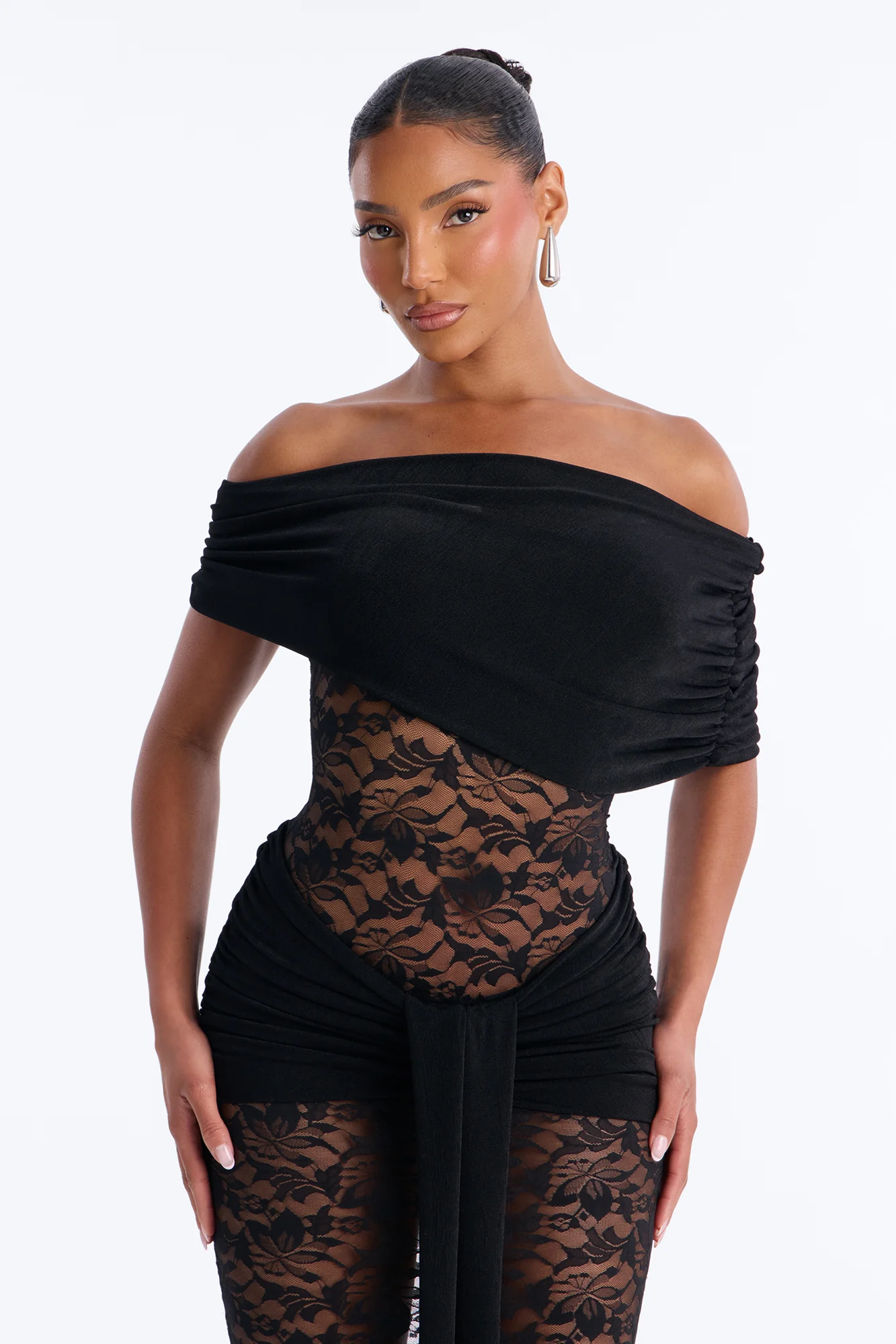 Shanaya Lace Midi Dress - Black - Image 2