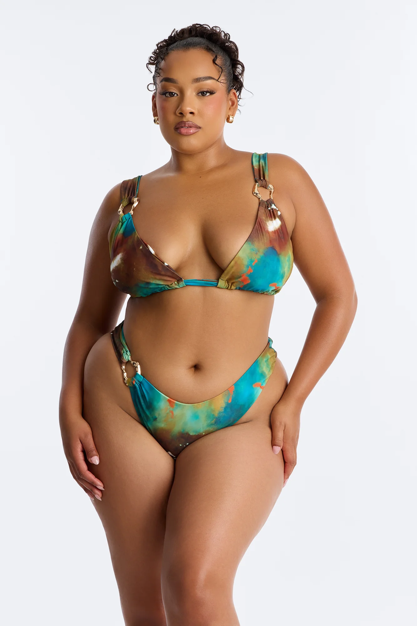 Shania Abstract Hardware 3 Piece Bikini Set - Multi Color - Image 6