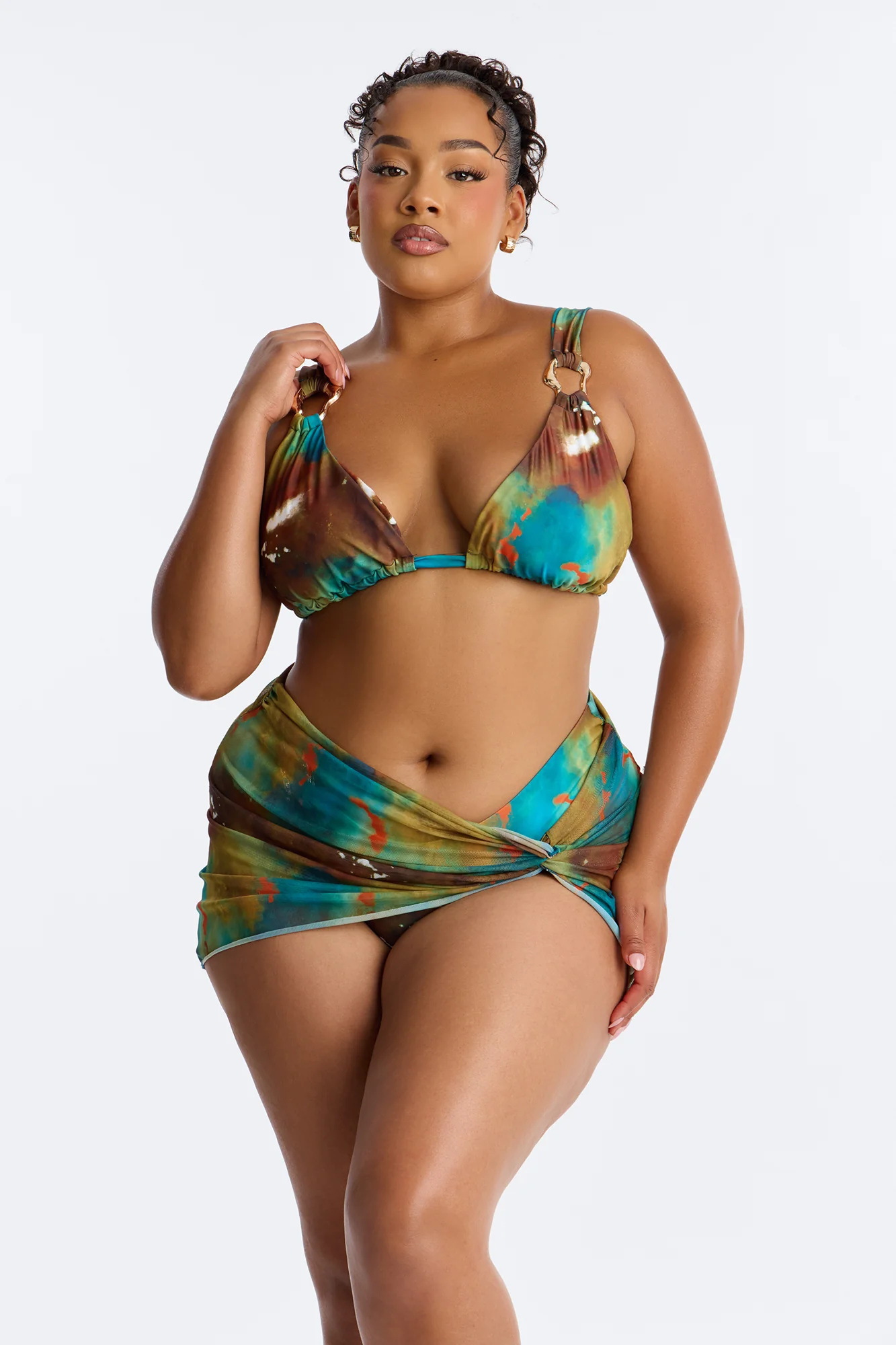 Shania Abstract Hardware 3 Piece Bikini Set - Multi Color - Image 8