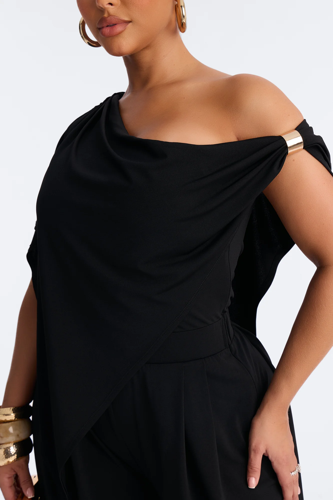 Shanti Asymmetrical Wide Leg Jumpsuit - Black - Image 4