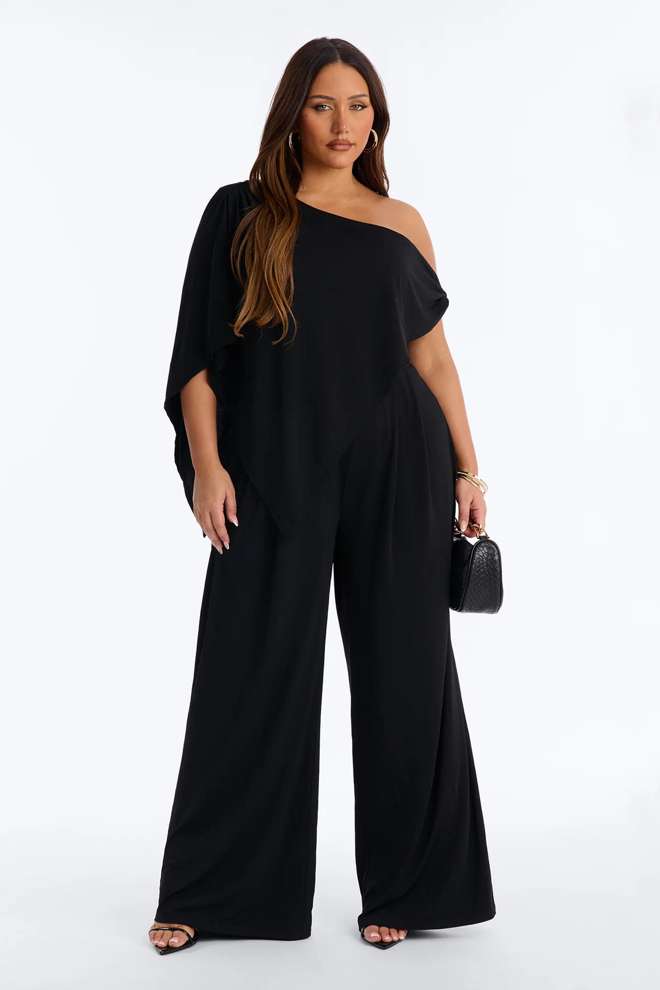 Shanti Asymmetrical Wide Leg Jumpsuit - Black - Image 5
