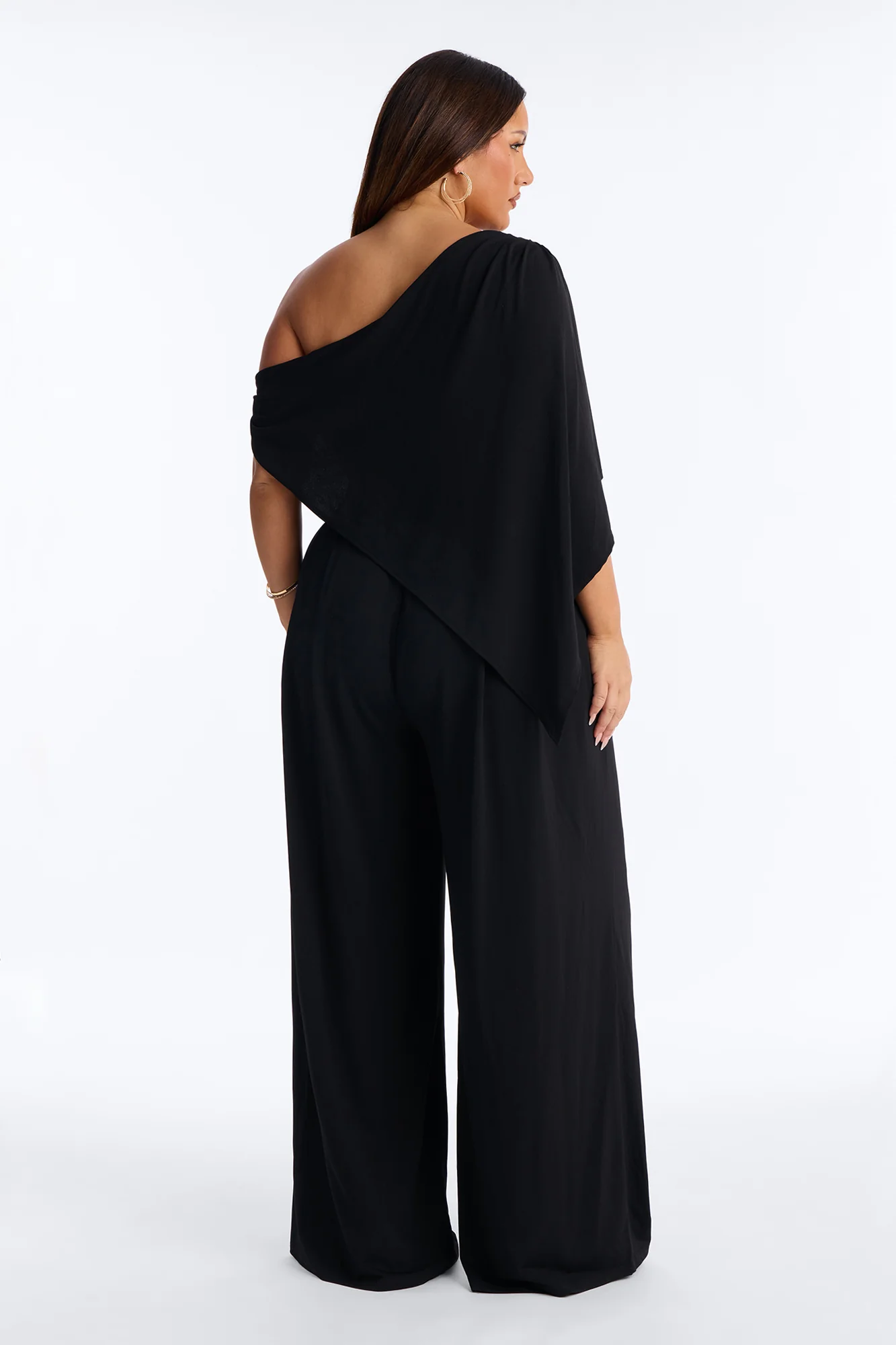 Shanti Asymmetrical Wide Leg Jumpsuit - Black - Image 8