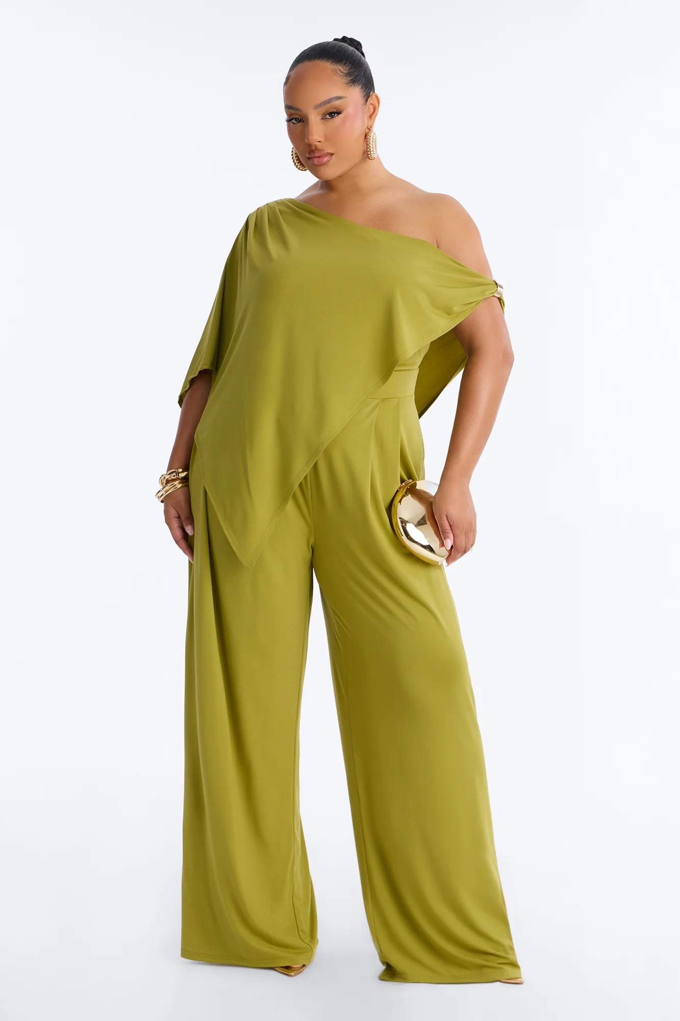 Shanti Asymmetrical Wide Leg Jumpsuit - Green - Image 5