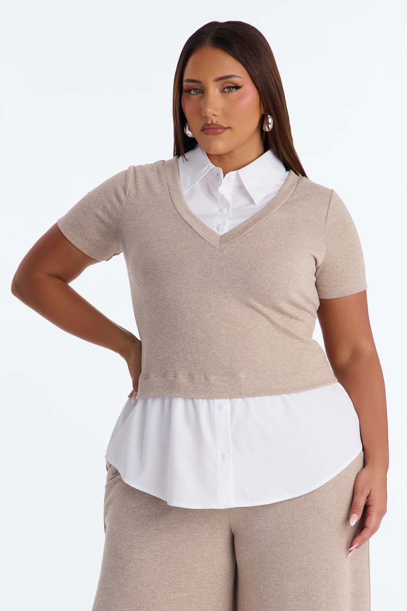 Sharay Knit 2fer Pant Set - Taupe - Image 6