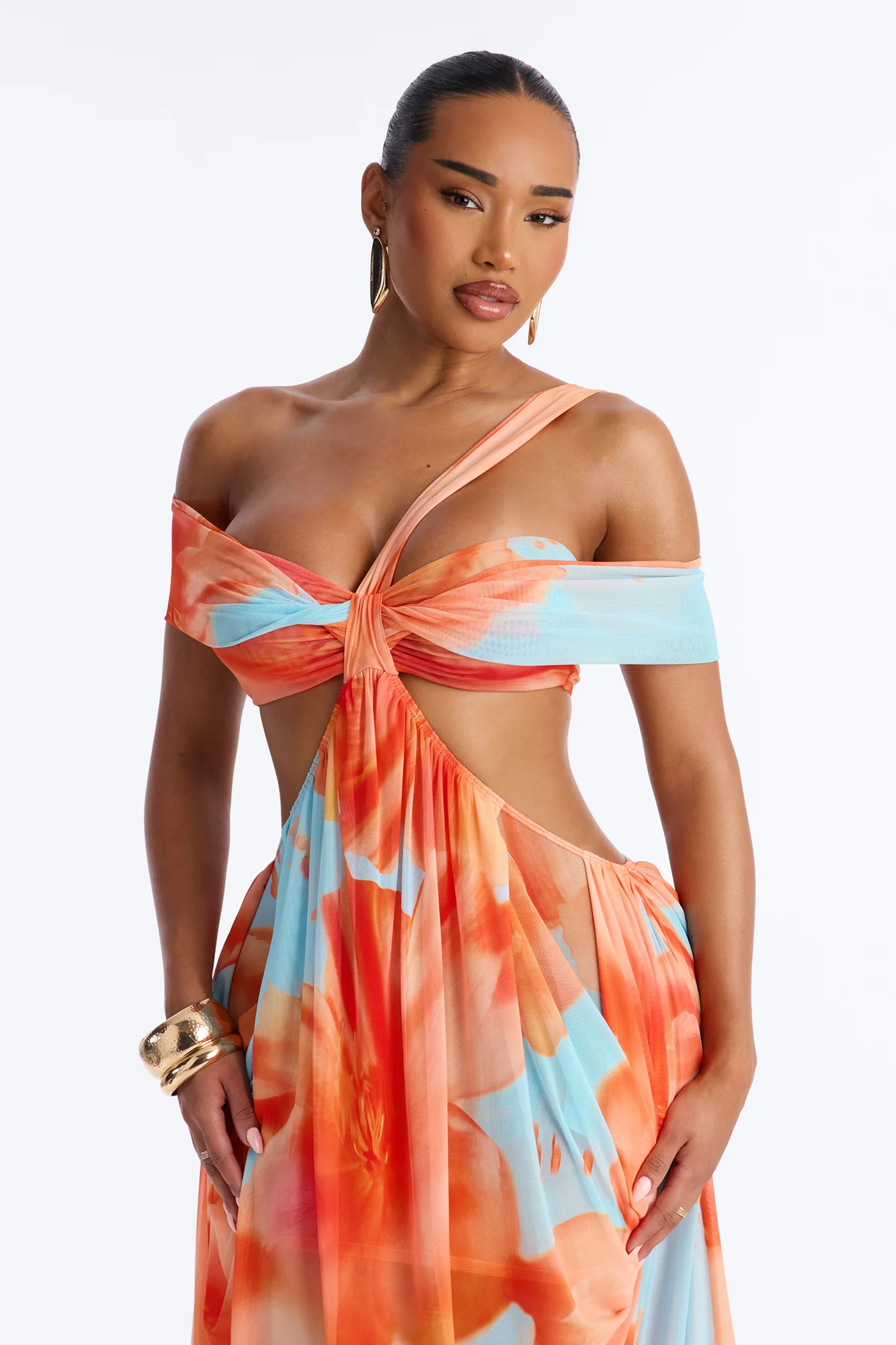 She Gets Her Way Mesh Maxi Dress - Blue/combo - Image 2