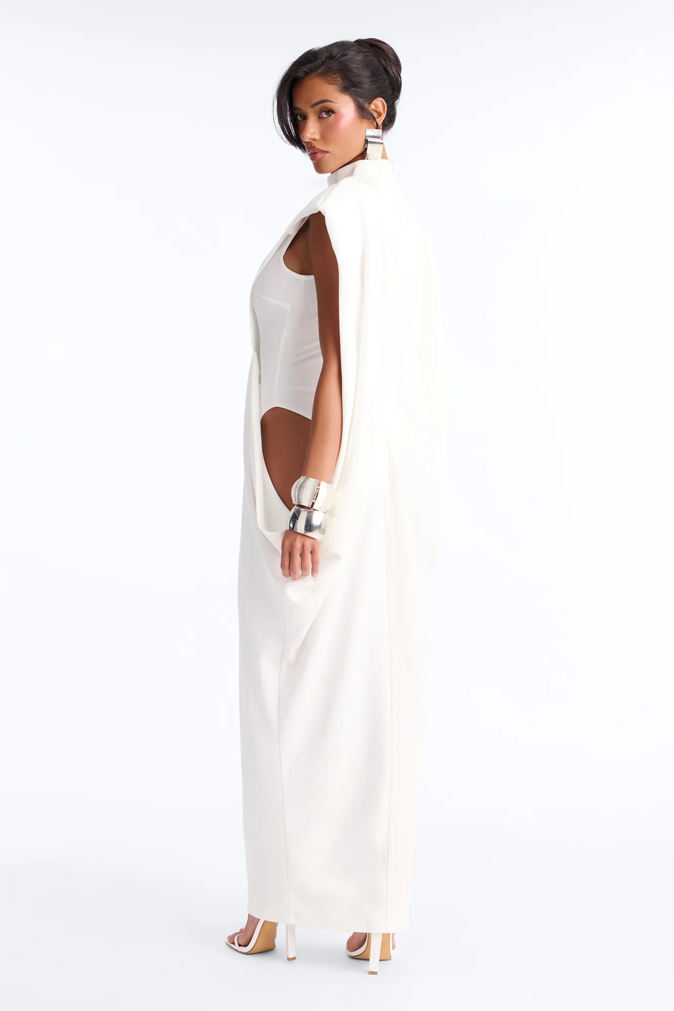 She Is Mother Sleeveless Crepe Knit Maxi Dress - White - Image 4