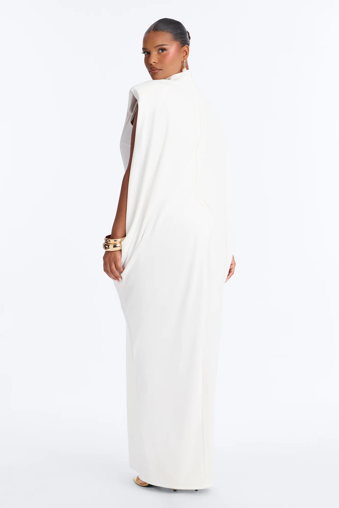 She Is Mother Sleeveless Crepe Knit Maxi Dress - White - Image 8
