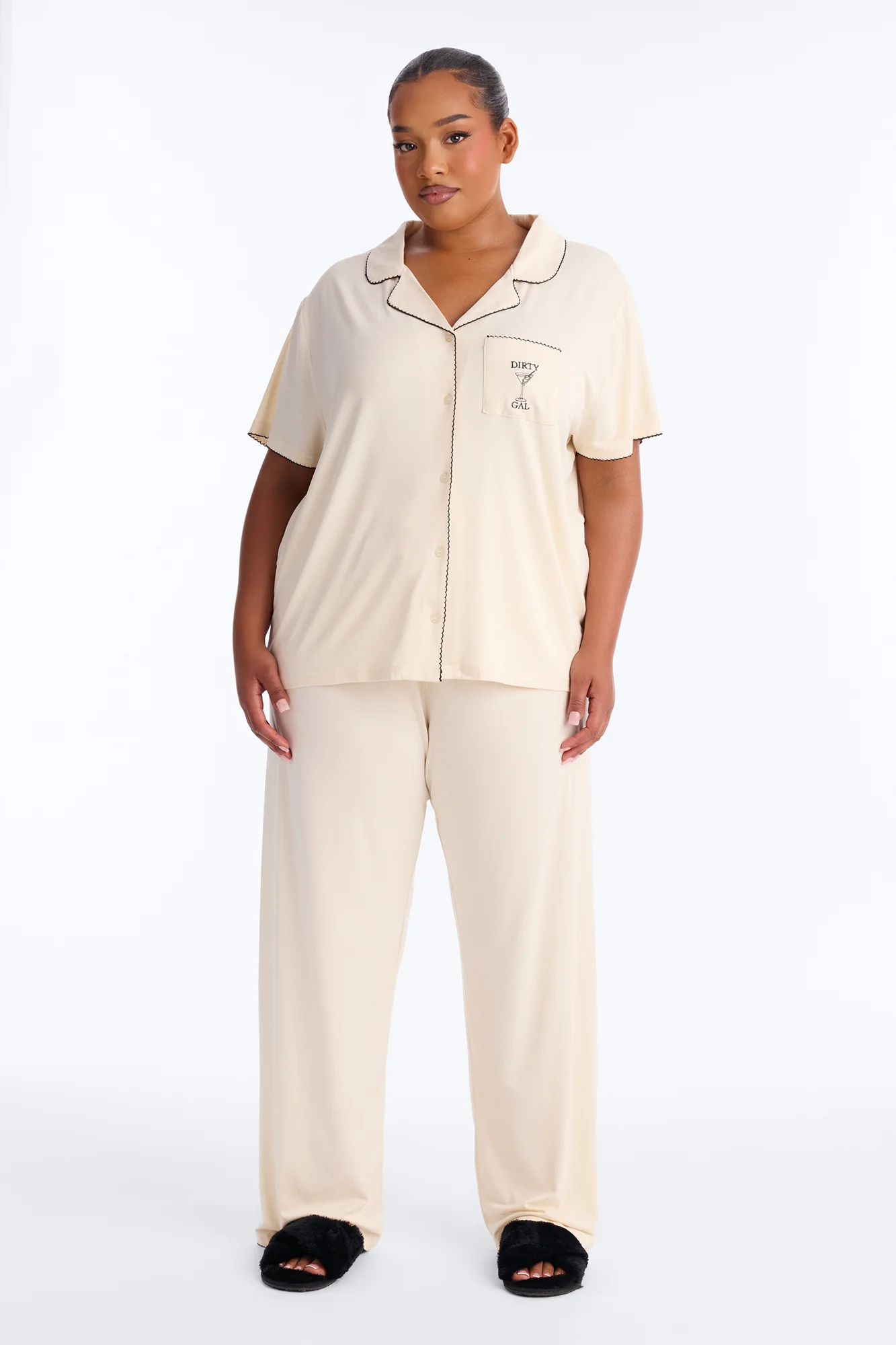 She Likes It Dirty PJ Pant Set - Cream/combo
