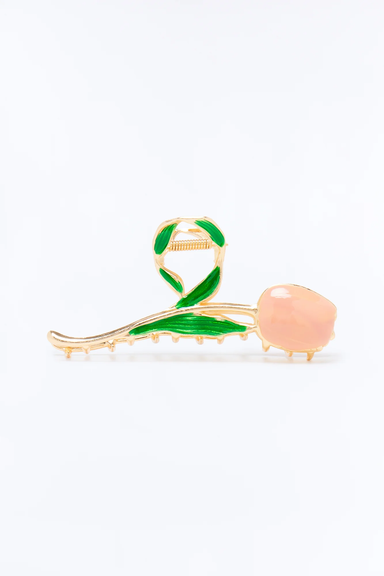 She Loves Tulips Hair Claw Clip - Gold/Pink - Image 3