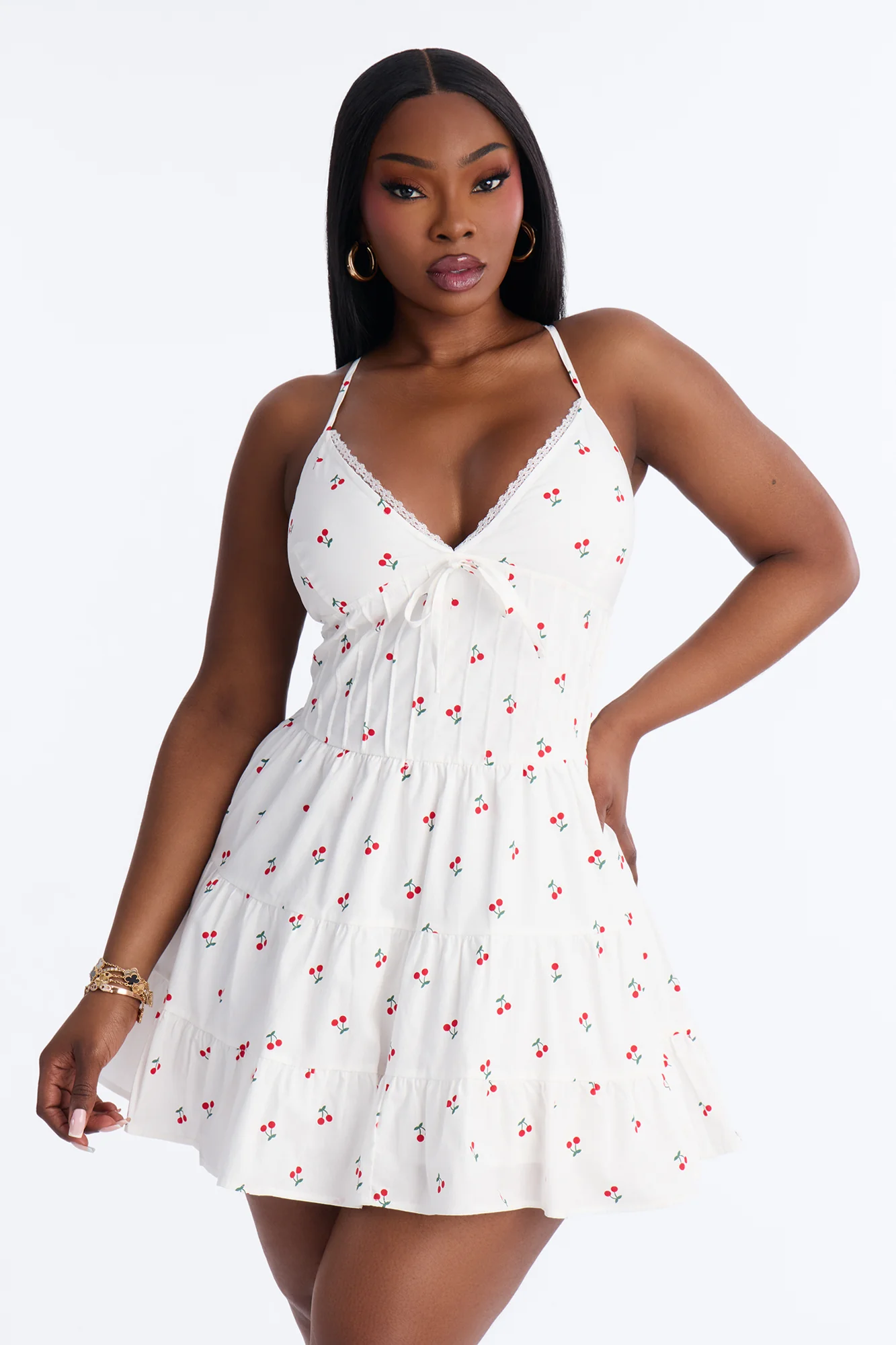 Shelby Cherry Mini Dress - White/combo - Image 5