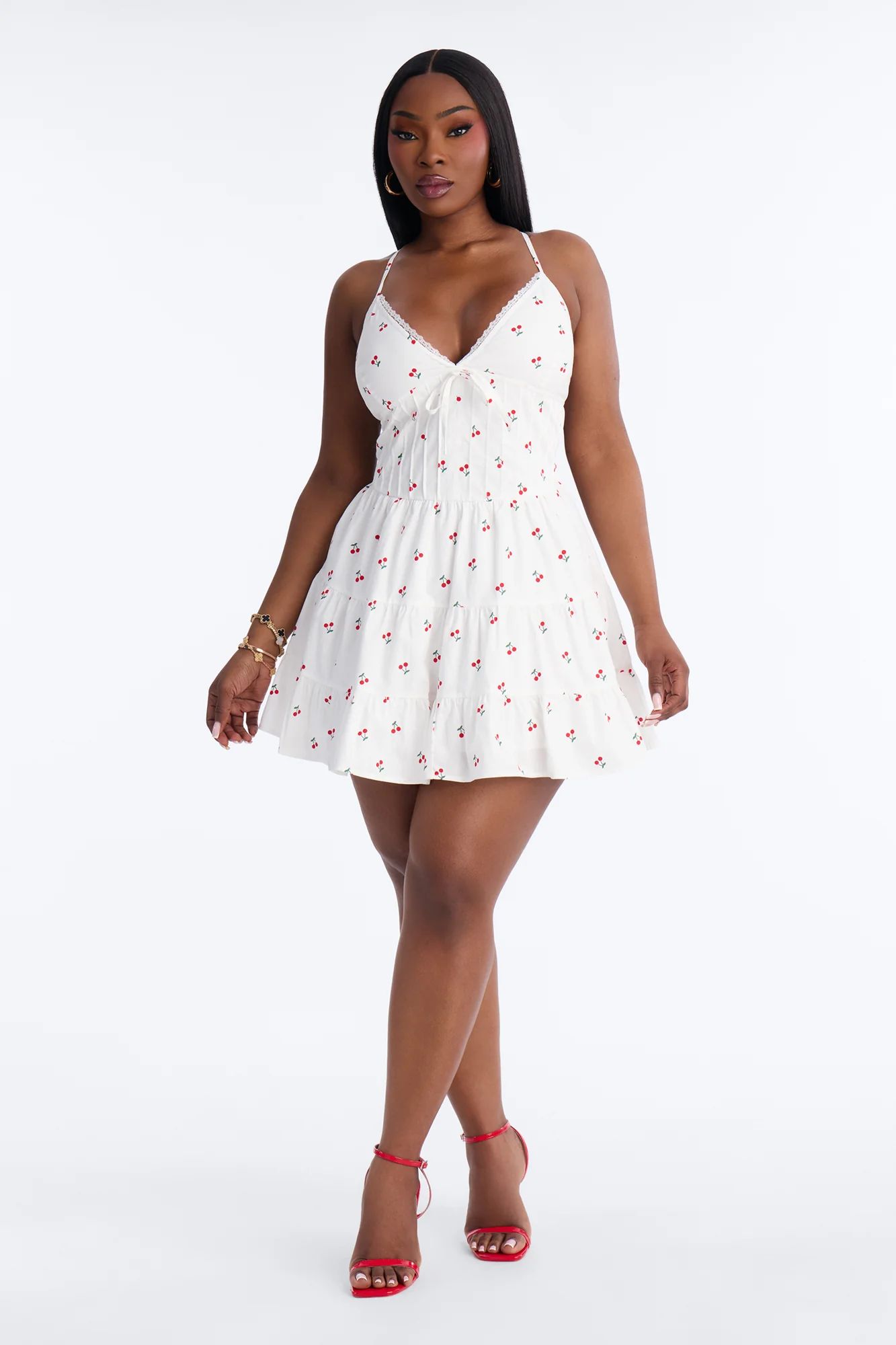 Shelby Cherry Mini Dress - White/combo - Image 6
