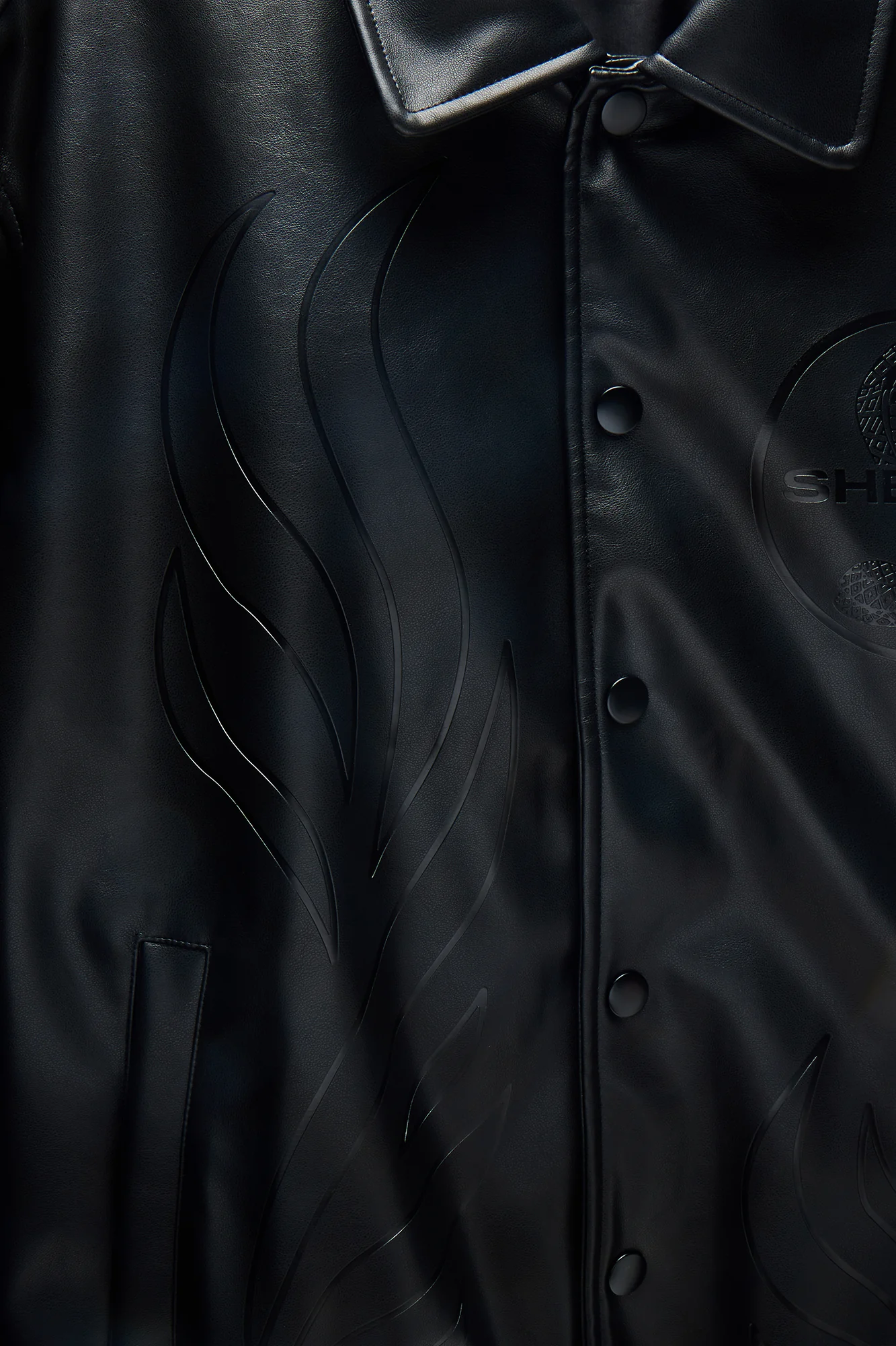 Shelby Racing Embossed Faux Leather Jacket - Black - Image 7