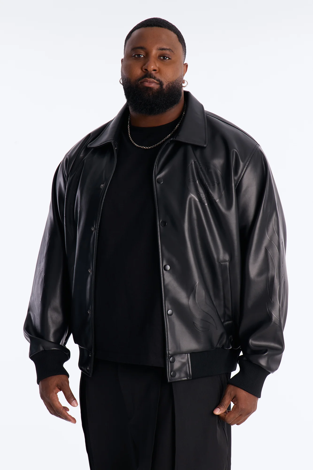 Shelby Racing Embossed Faux Leather Jacket - Black - Image 9
