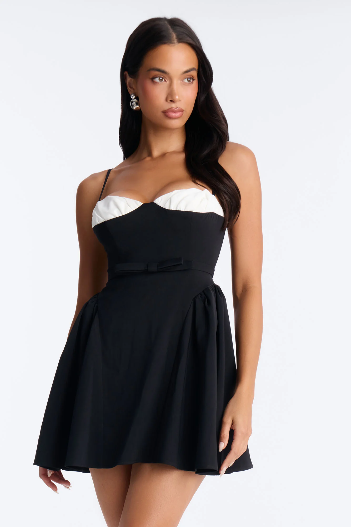 Sheri Crepe Fit And Flare Mini Dress - Black/White