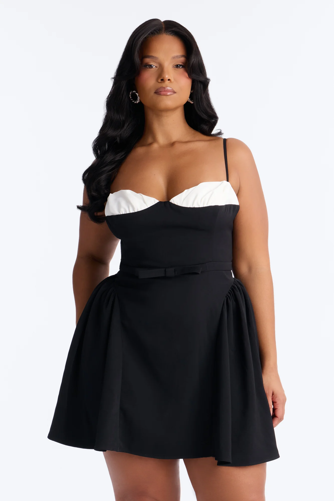 Sheri Crepe Fit And Flare Mini Dress - Black/White - Image 5