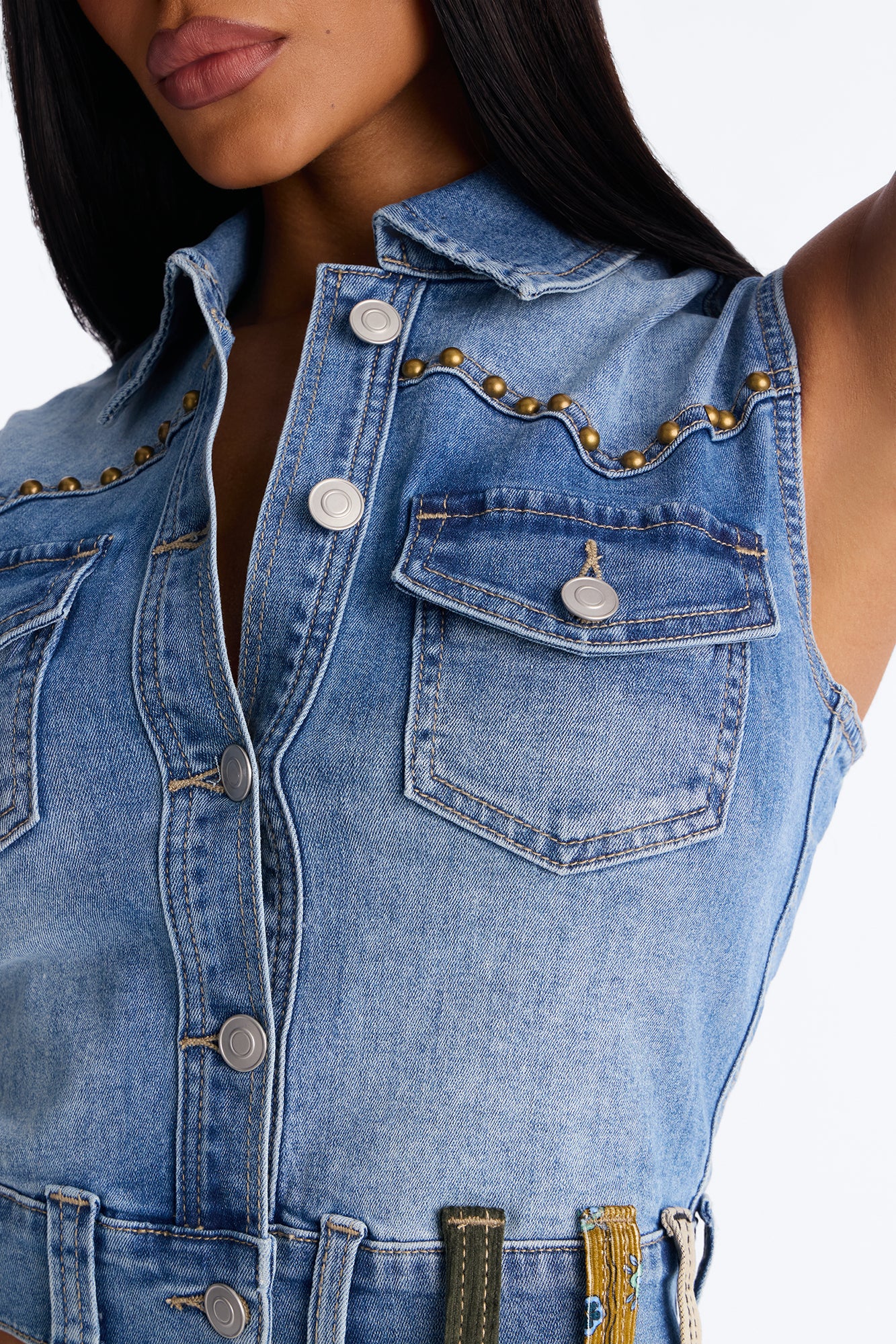 She's A Flirt Denim Vest - Medium Wash - Image 3