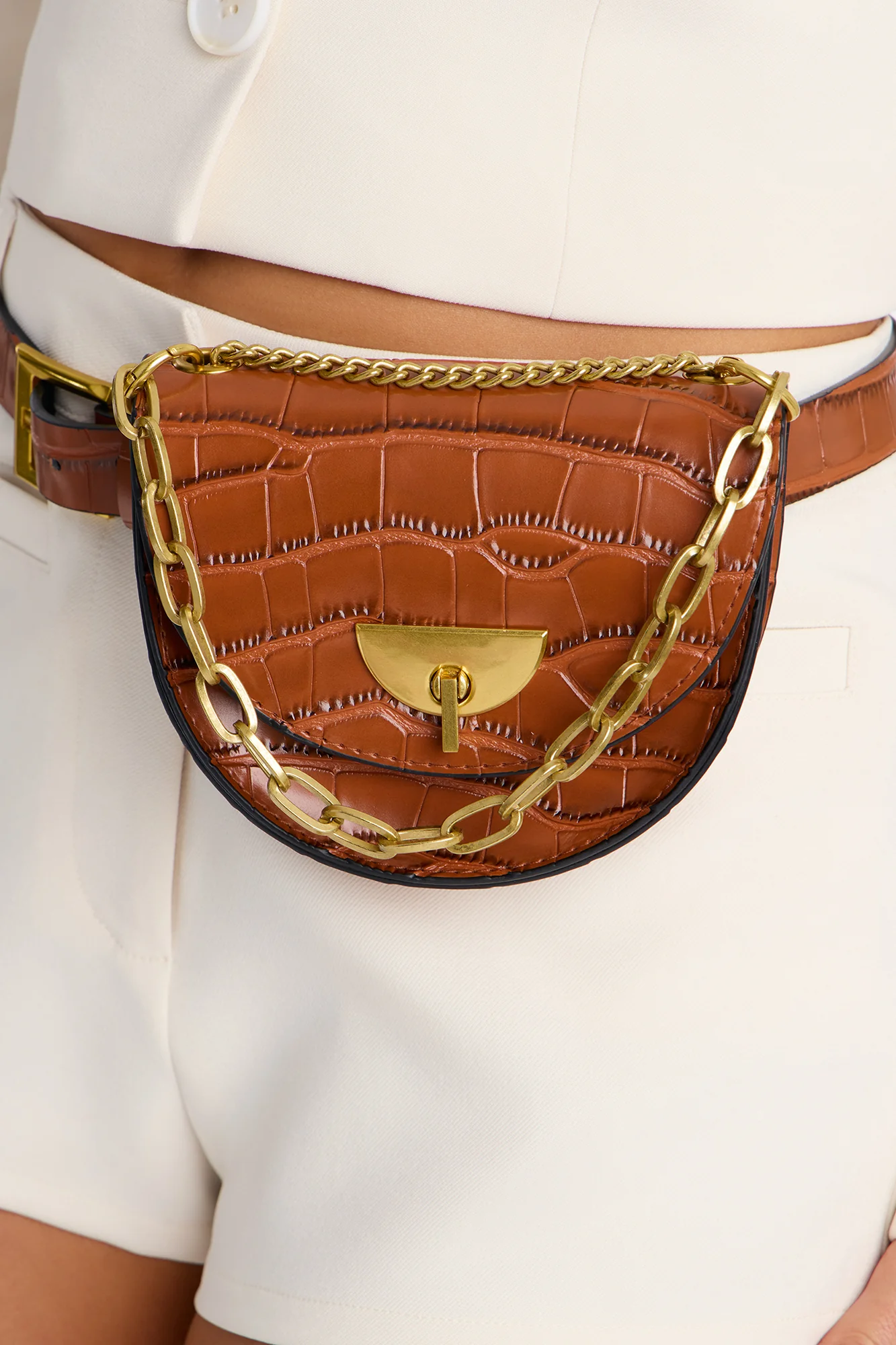 She's A Keeper Faux Leather Belt Bag - Cognac - Image 2