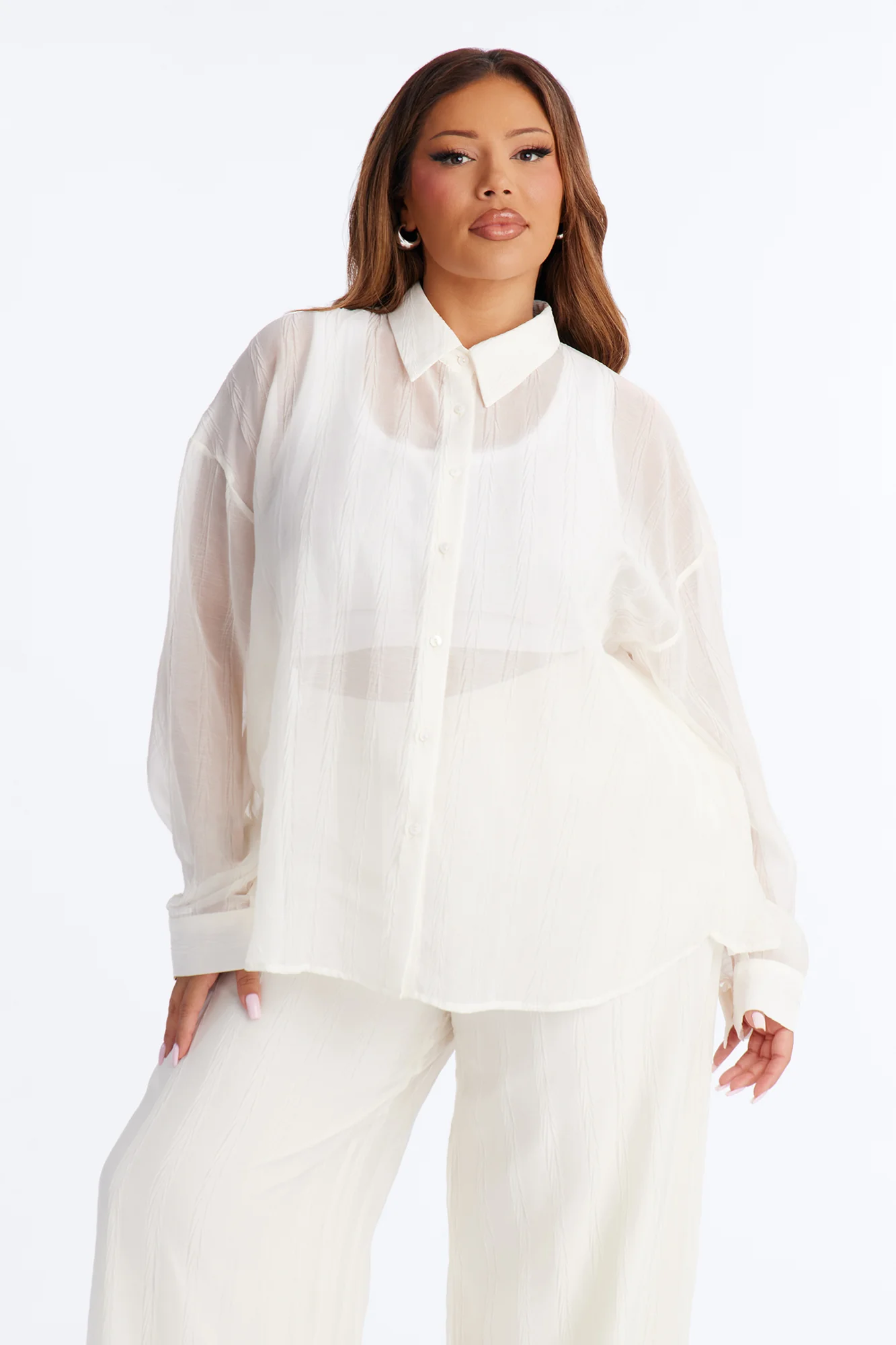 She's So Sheer Pant Set - Ivory - Image 7