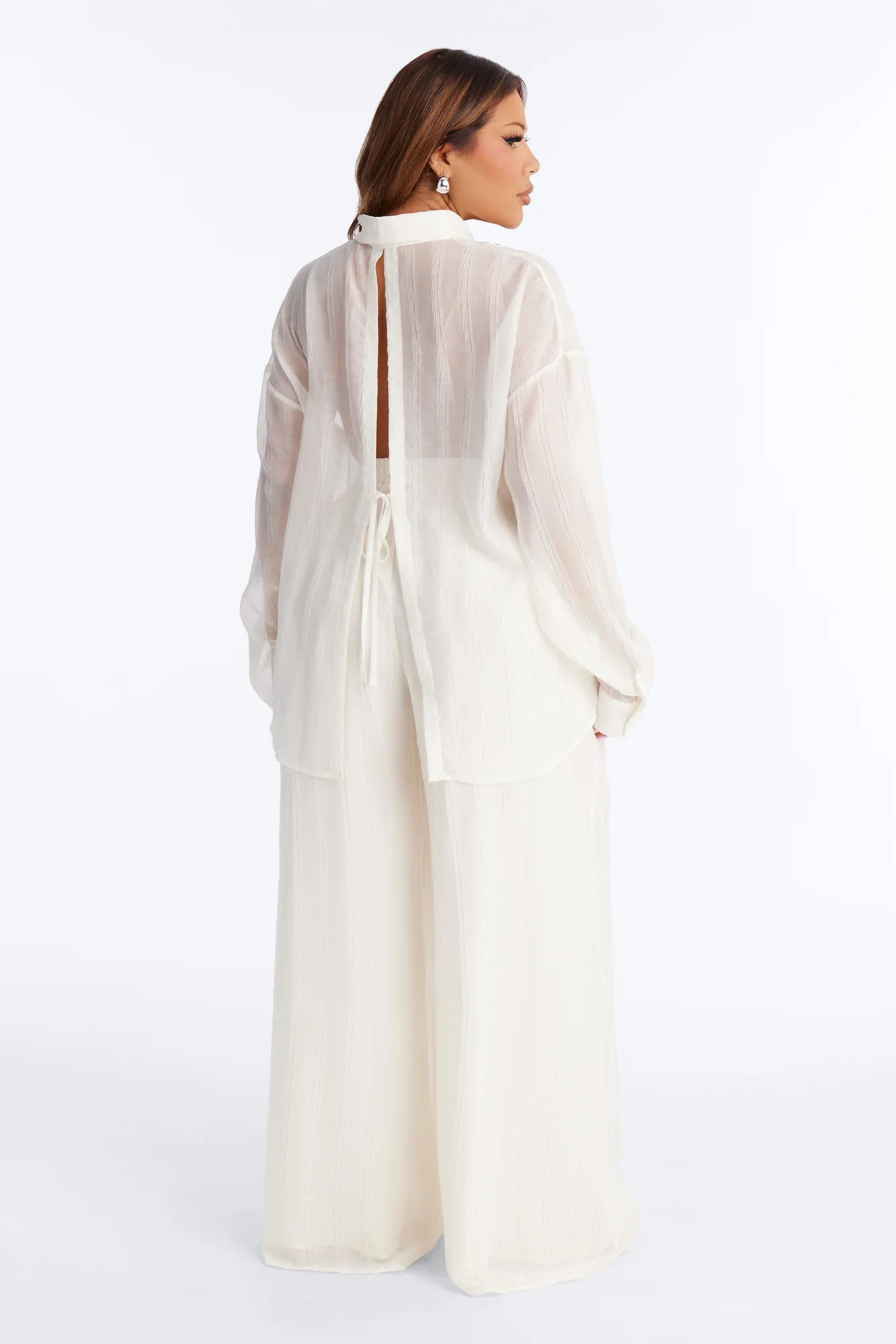 She's So Sheer Pant Set - Ivory - Image 8