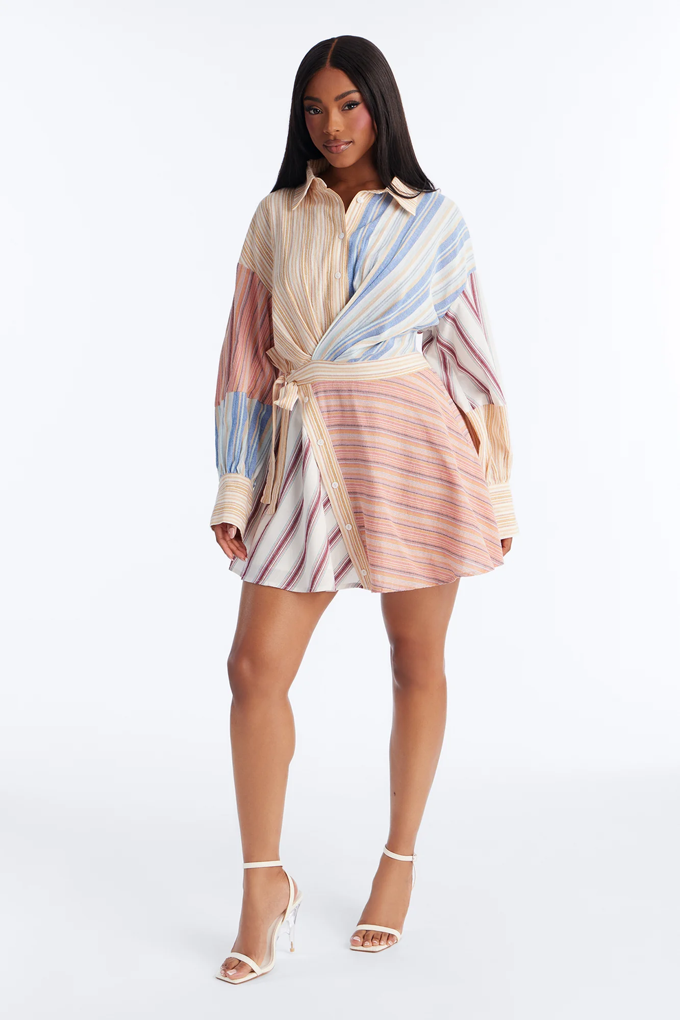 Shiloh Striped Linen Mini Dress - Multi Color
