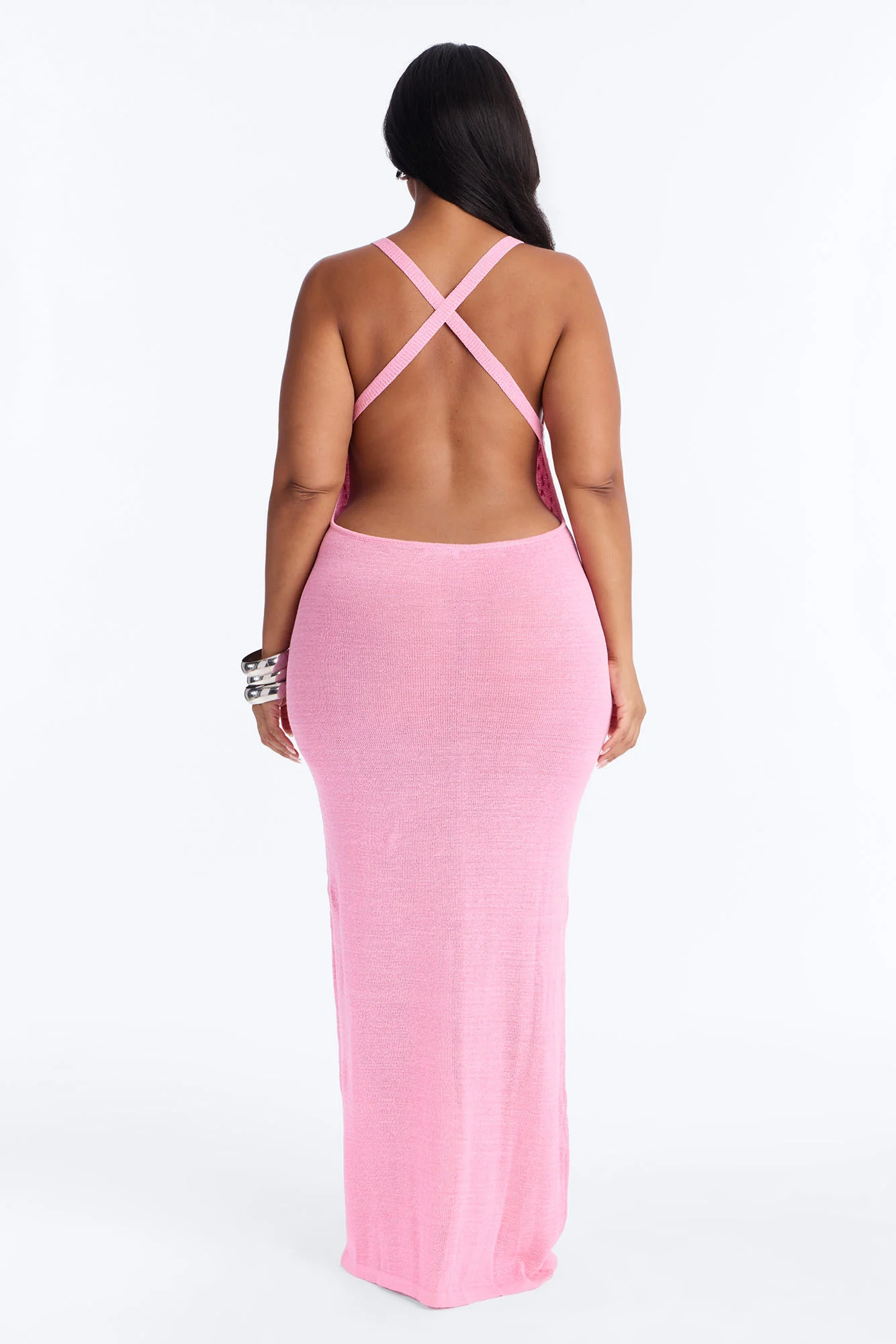 Shining In Paradise Crochet Maxi Dress - Light Pink - Image 8