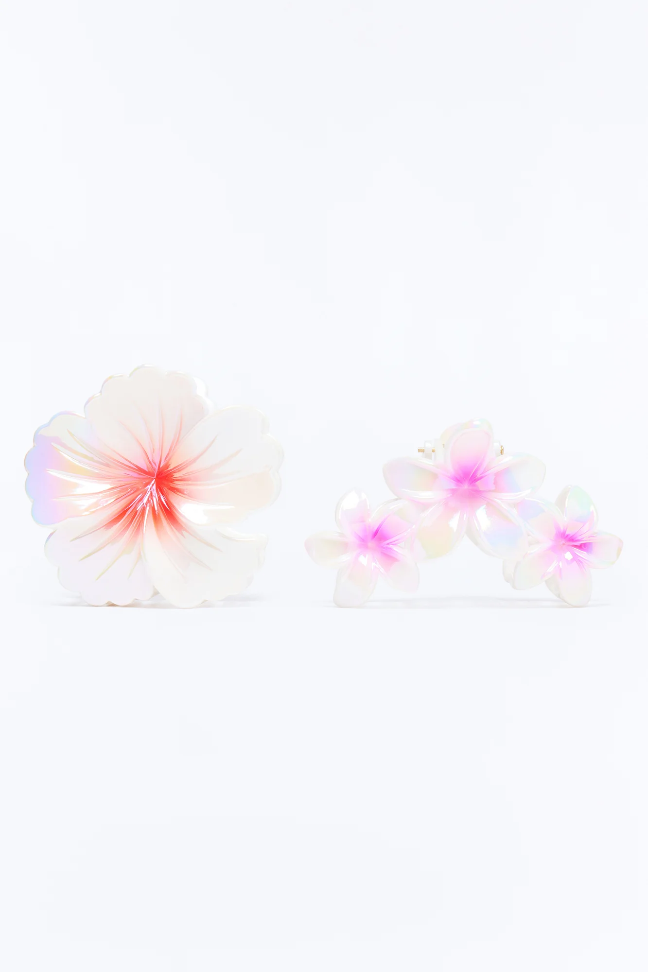 Shining Orchid 2 Piece Hair Clip Set - White/Pink