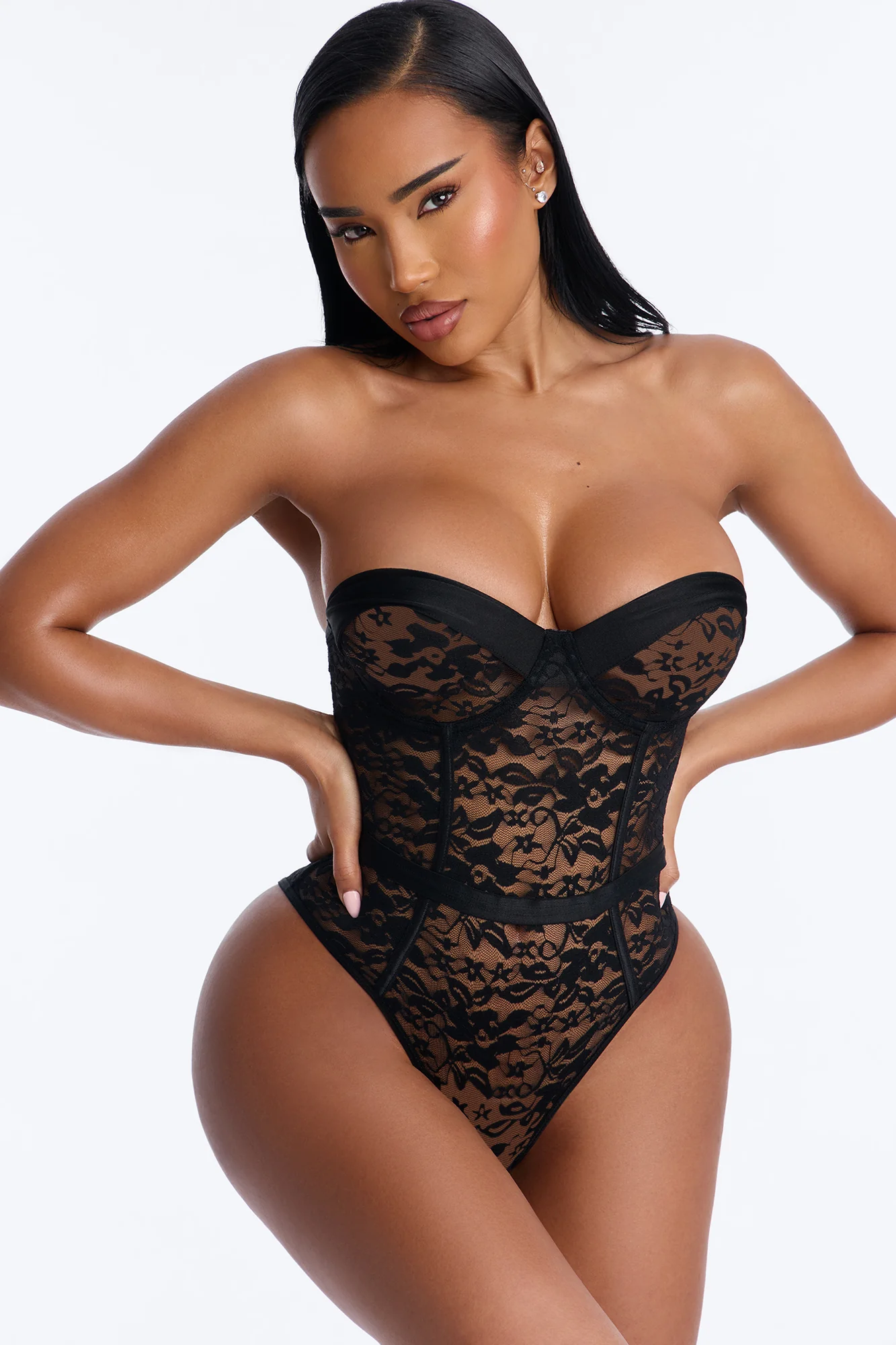 Show Me More Lace Underwire Teddy - Black - Image 2