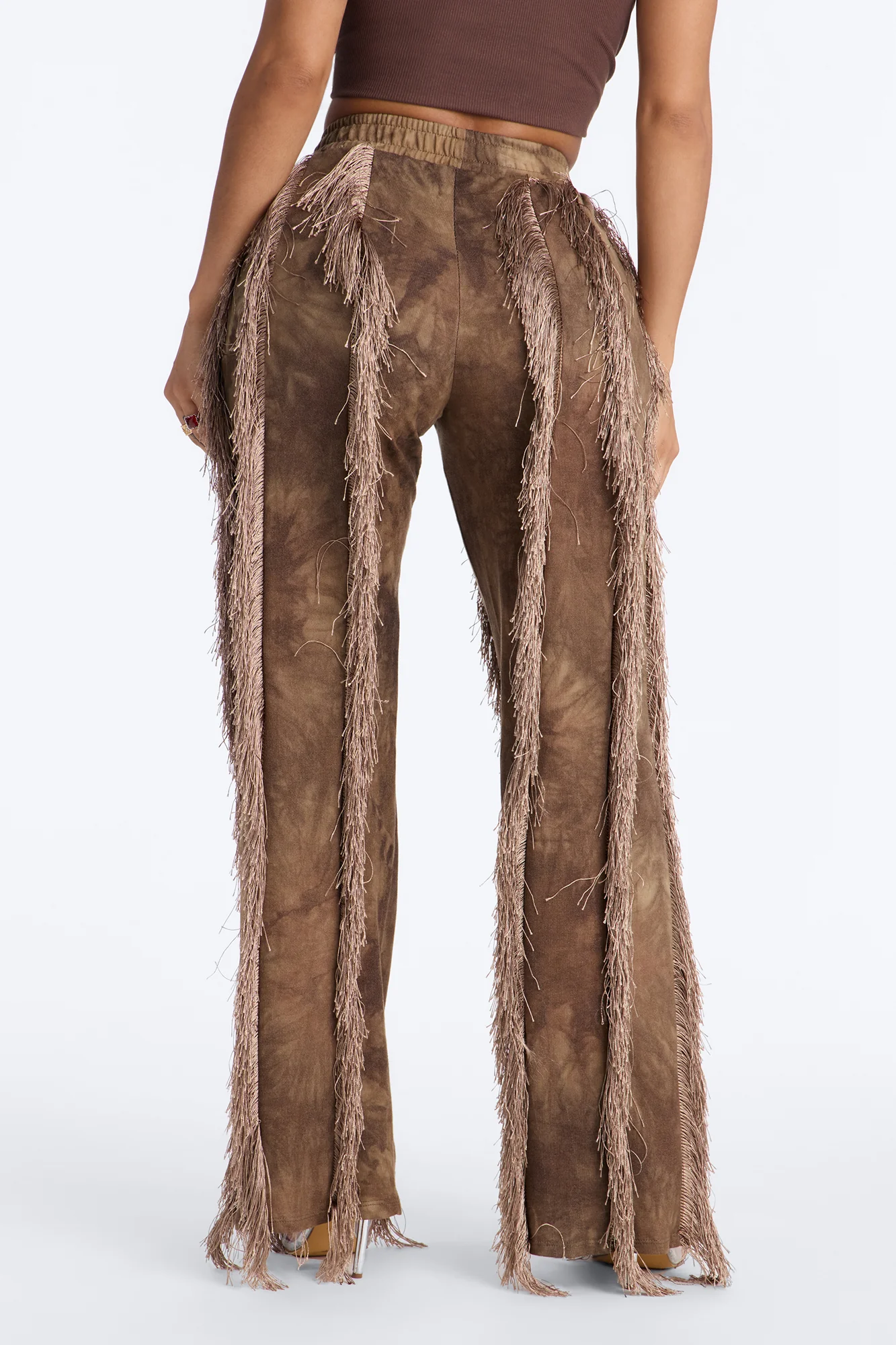 Show Me Something Fringe Wide Leg Pant 33″ - Brown - Image 4