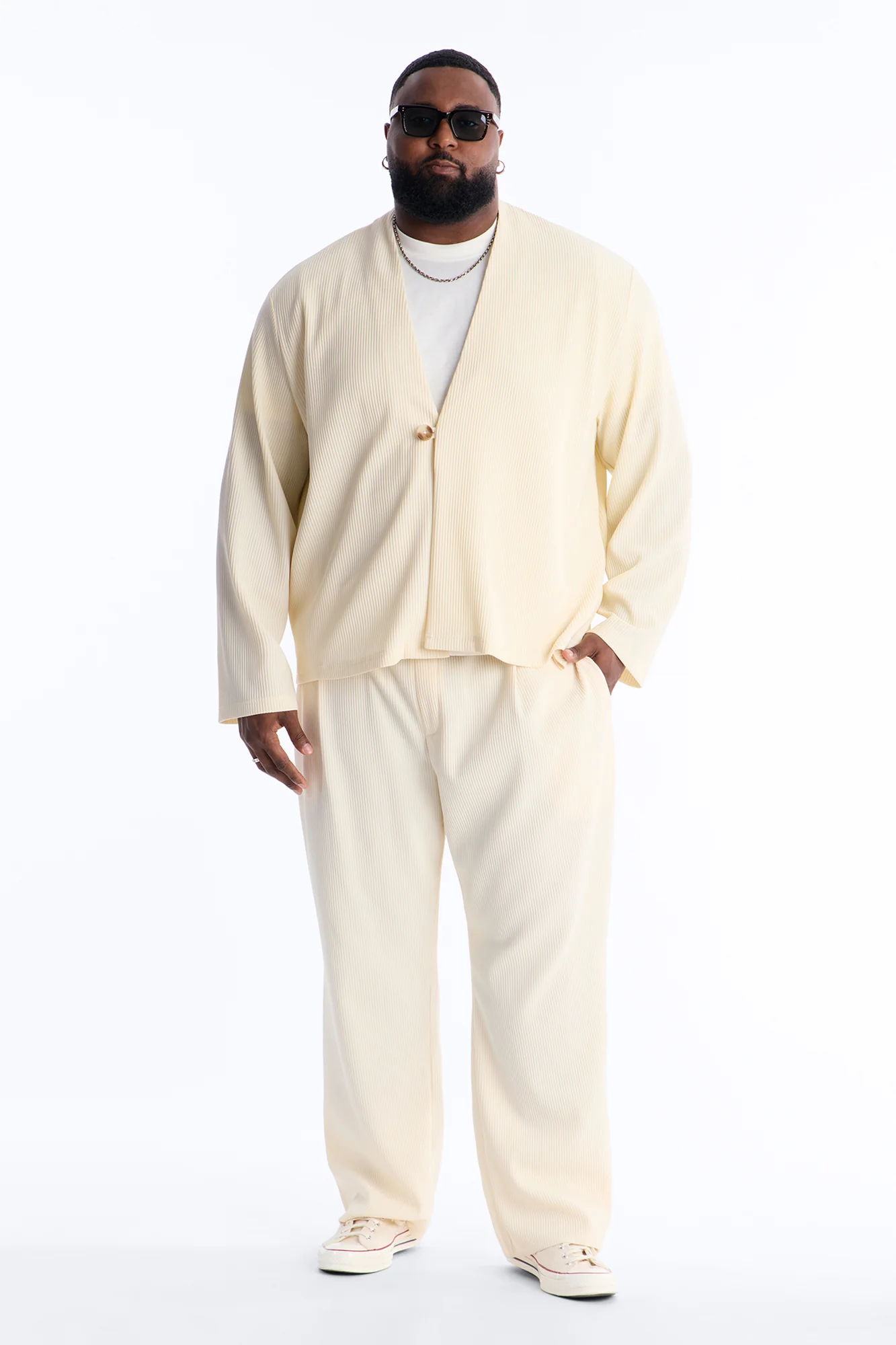 Show Up Shawl Collar Blazer - Cream - Image 6