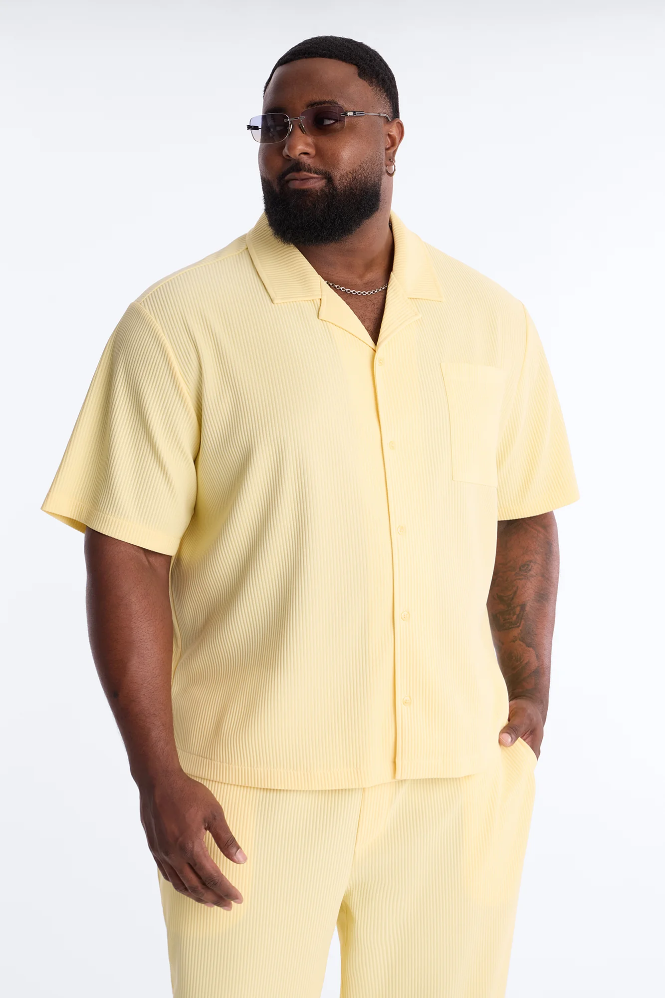Show Up Short Sleeve Cuban Shirt - Butter Yellow - Image 5